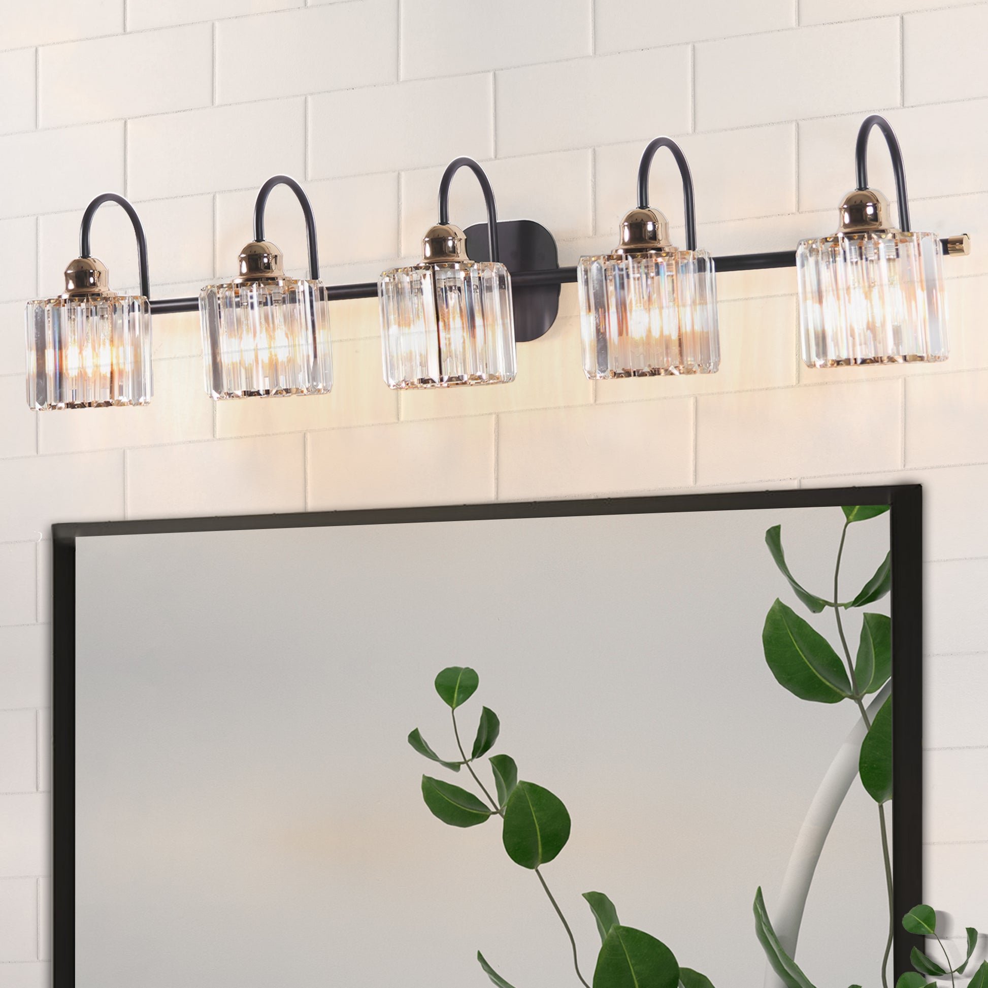 ExBrite 41" W 5 Lights Bathroom Black and Gold Vanity Lights for Bathroom Light - ExBriteUSA