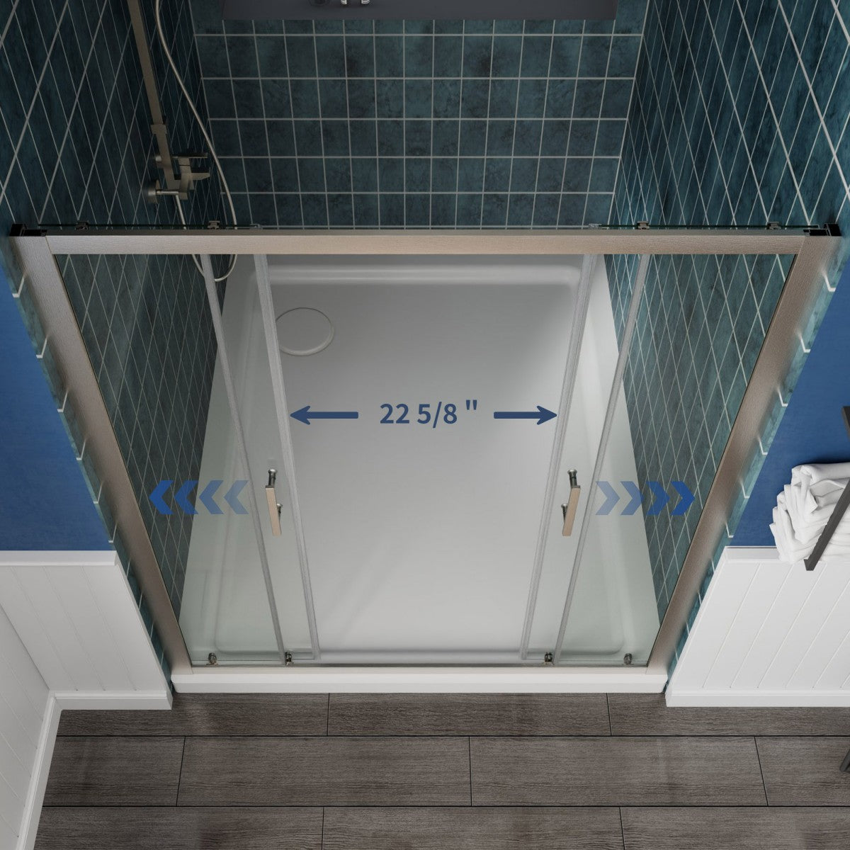 Holden 56-60"W x 70"H Easy Clean Shatter Proof Double Framed Sliding Shower Door with 1/4" (6mm) Clear SGCC Tempered Glass,Brushed Nickel