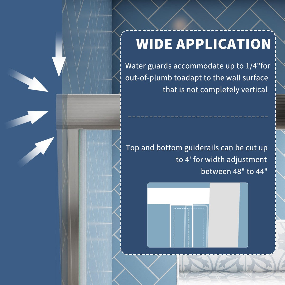 Glide Semi-Frameless Shower Door 56-60 in. W x 72 in. H Bypass Sliding Shower Enclosure,Brushed Nickel,Double Sliding Glass Bathroom Doors - ExBriteUSA
