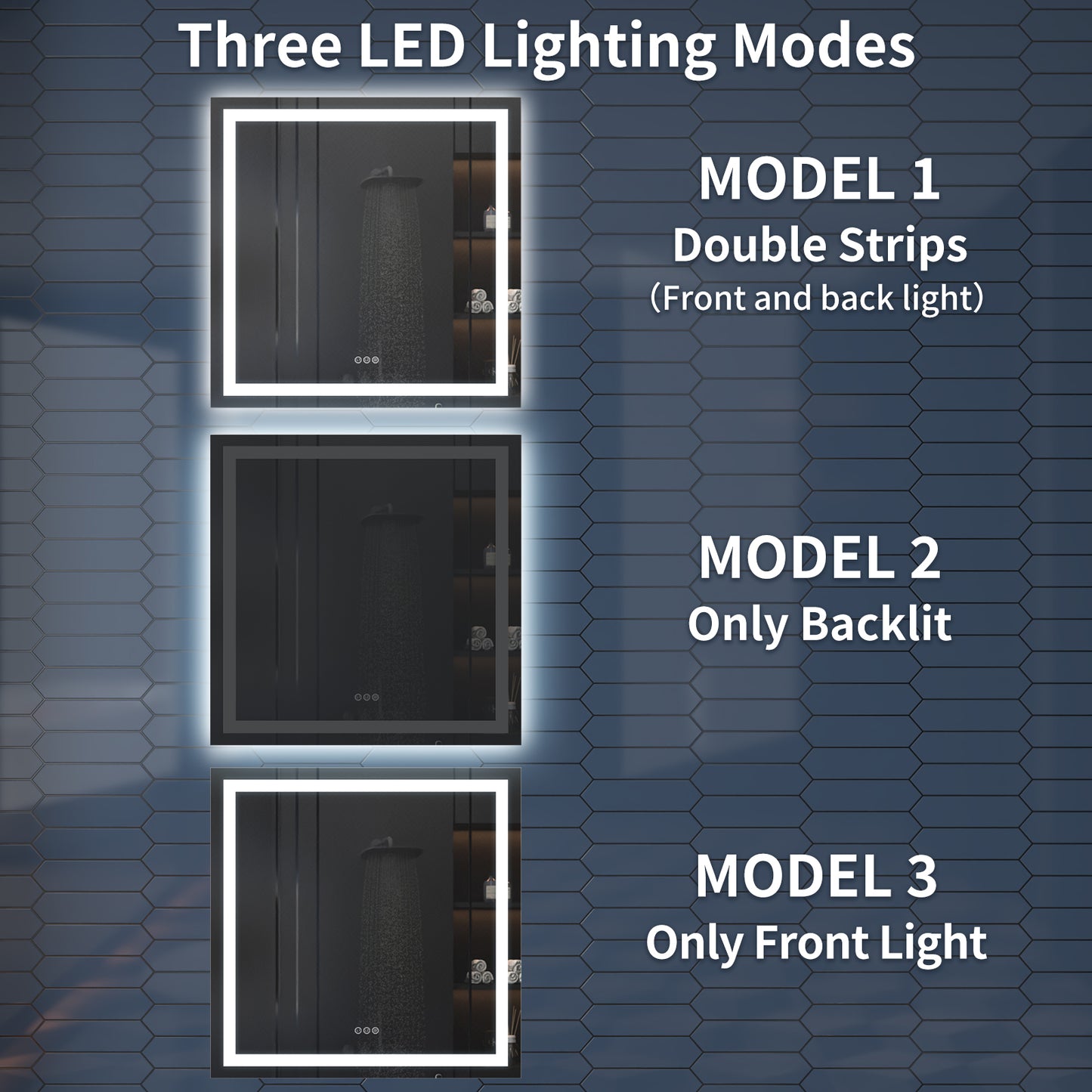 Apex-T 36" W x 36" H Lighted Bathroom Large Light Led Mirror,Anti Fog,Dimmable,Three Lighting Modes