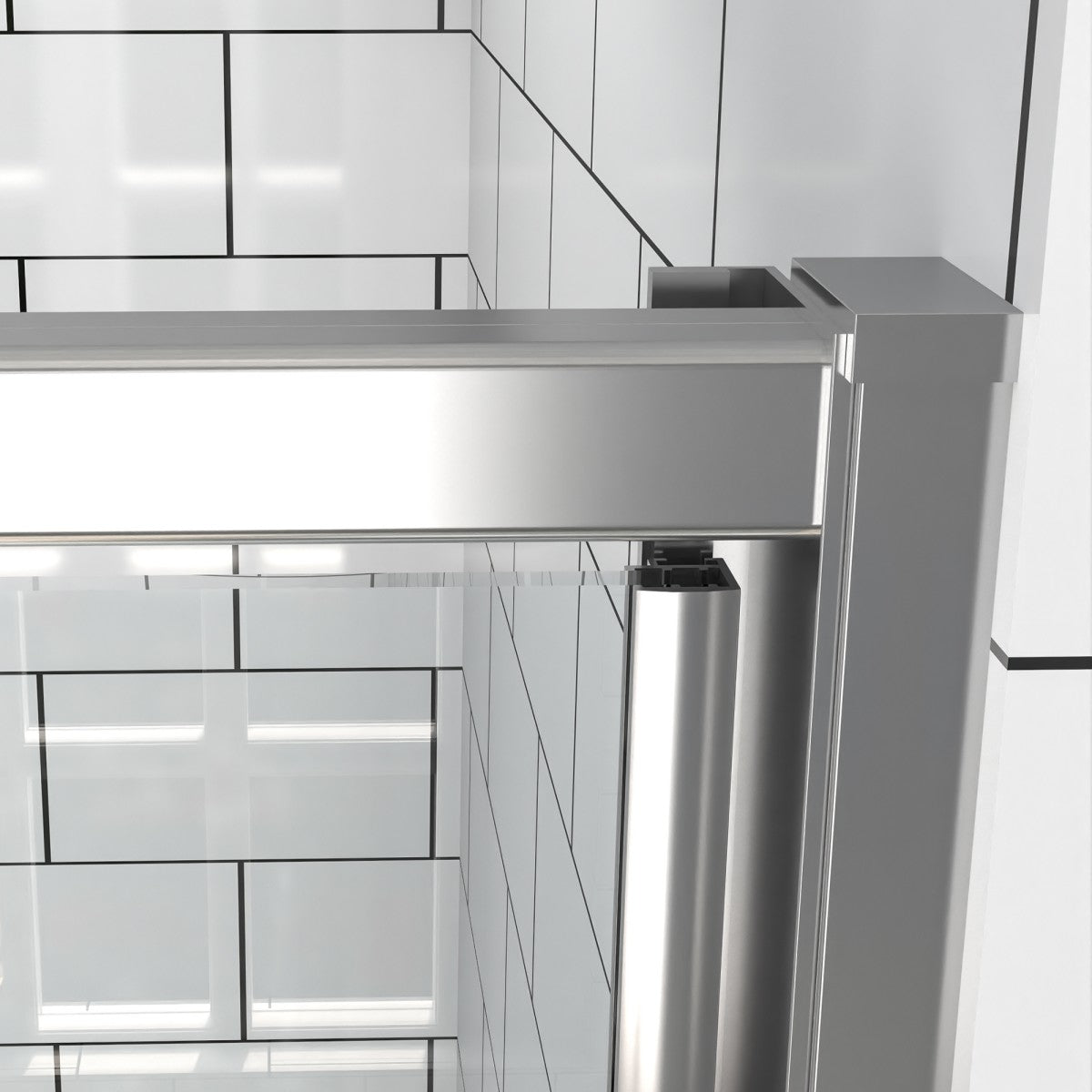 Flexi-B Showers 50-54" W x 71" H Glass Shower Doos Semi-Frameless,6mm Clear Tempered Glass Panel, Black Finish (Copy) - ExBriteUSA