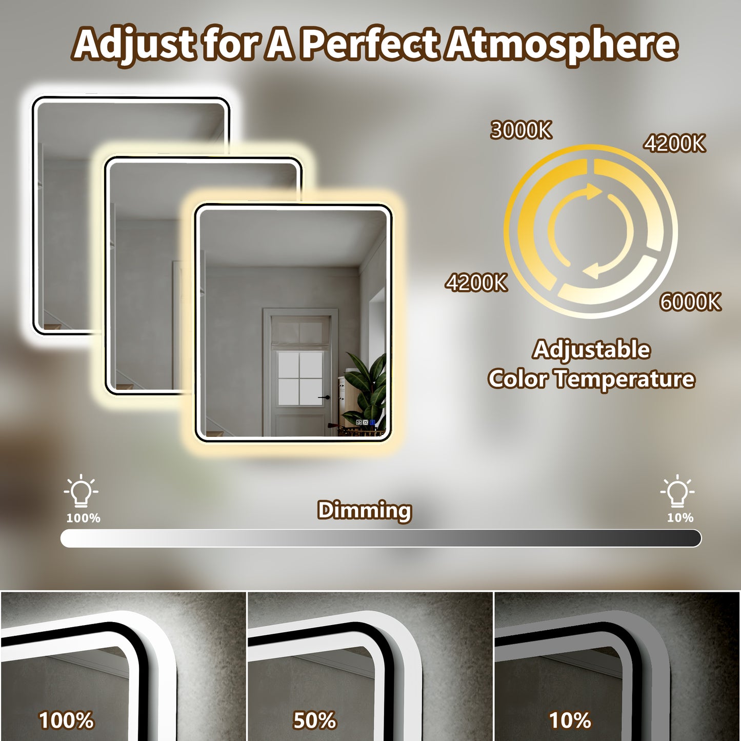 Lumina 30" W x 36" H LED Lighted Bathroom Mirror,High Illuminate, Inner & Outer Lighting,Anti-Fog, Dimmable,Black Frame with Rounded Corners