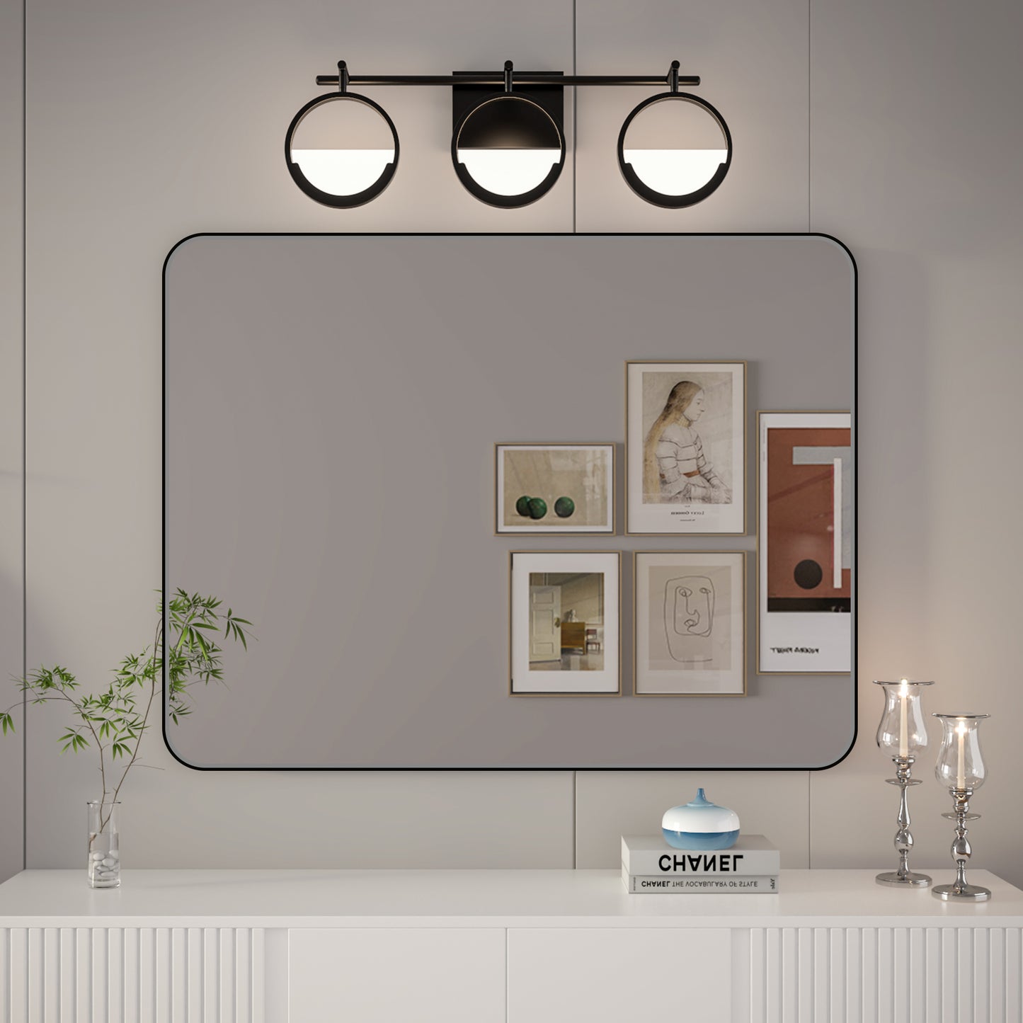 Noir 40" x 30" Vanity Mirror – Modern, Elegant, Rectangular Wall Mirror with Tempered Glass, Shatterproof, Rust-Resistant, Matte Black Frame for Bathroom, Living Room & Hallway - ExBriteUSA