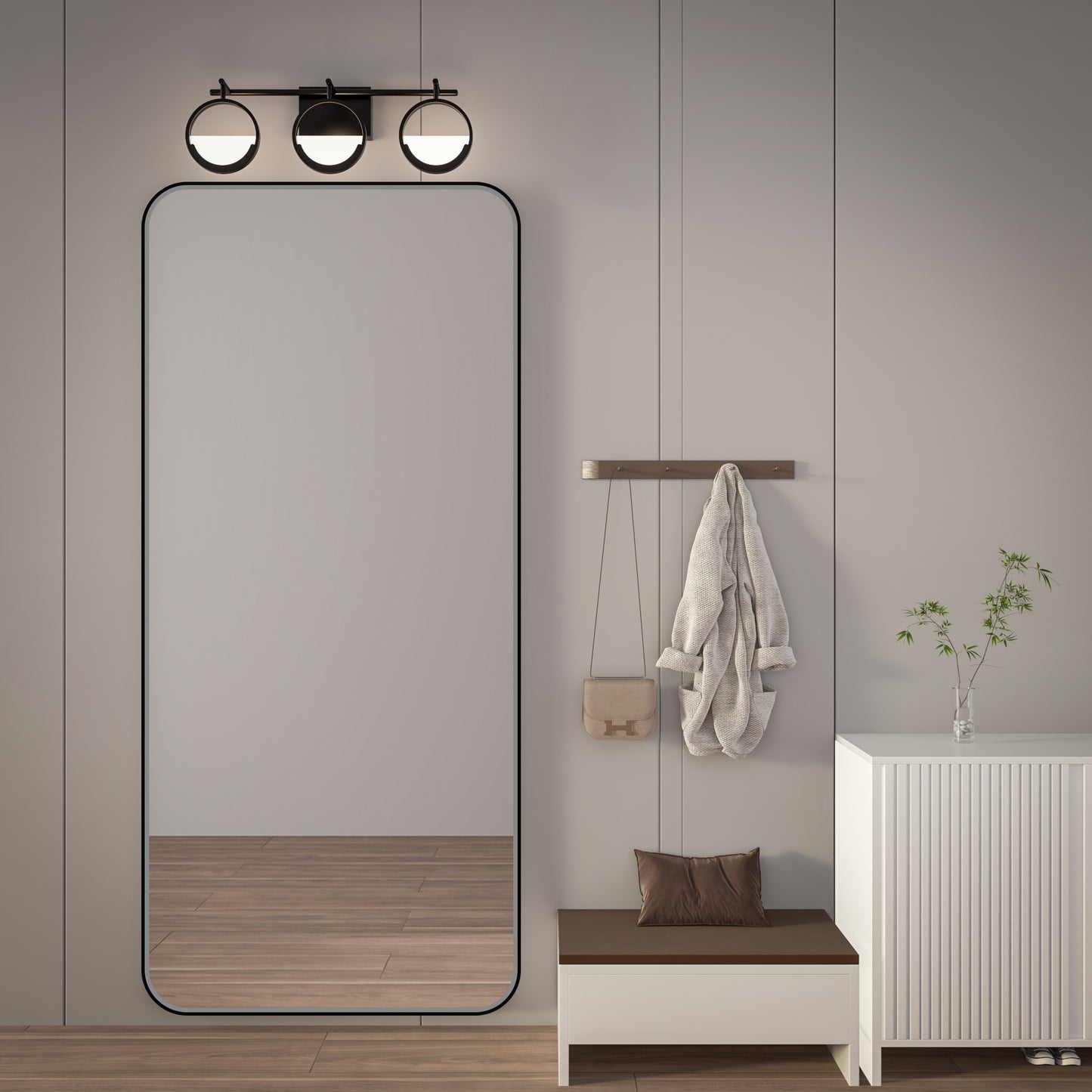 Noir 72" x 32" Vanity Mirror – Modern, Elegant, Rectangular Wall Mirror with Tempered Glass, Shatterproof, Rust-Resistant, Matte Black Frame for Bathroom, Living Room & Hallway