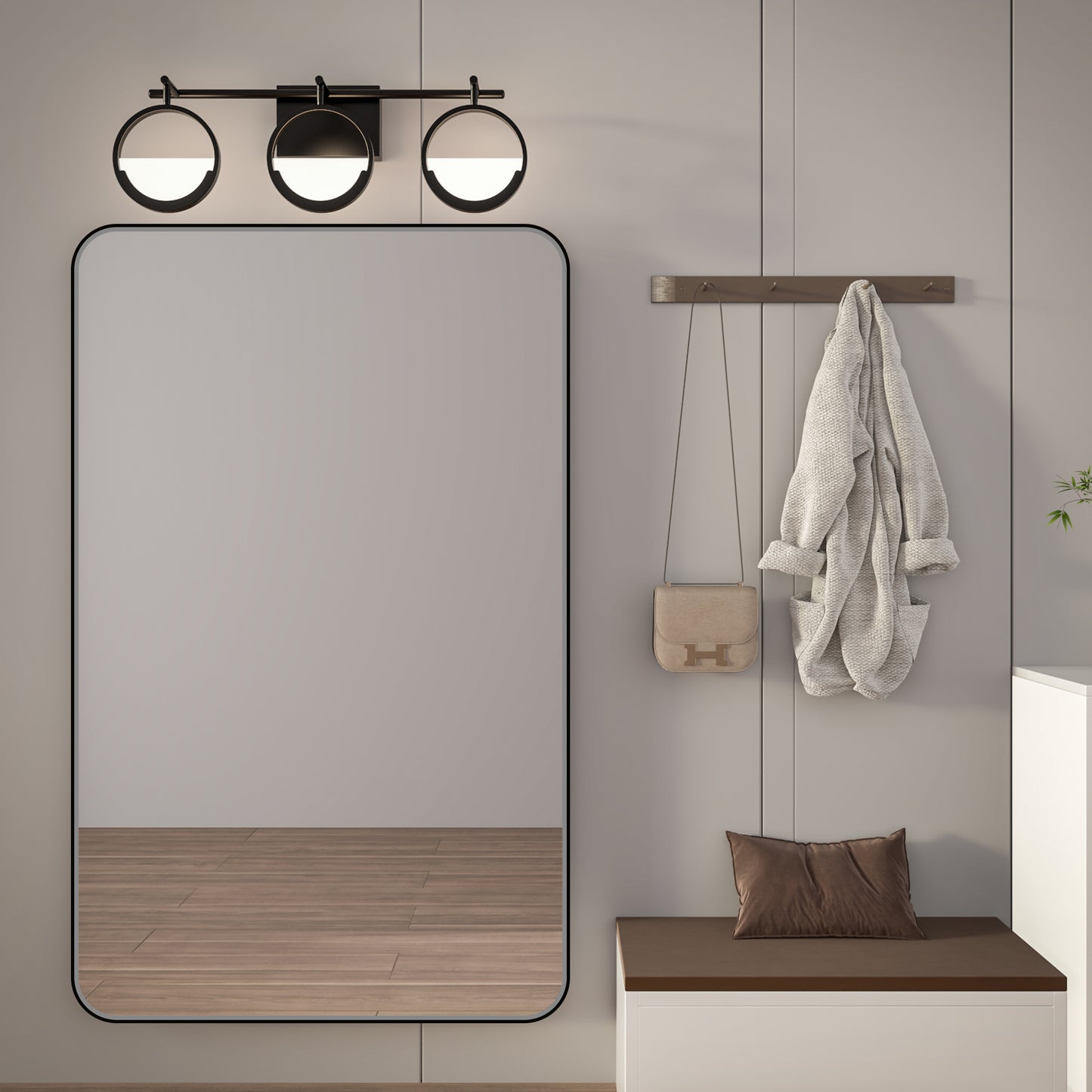 Noir 48" x 30" Vanity Mirror – Modern, Elegant, Rectangular Wall Mirror with Tempered Glass, Shatterproof, Rust-Resistant, Matte Black Frame for Bathroom, Living Room & Hallway - ExBriteUSA
