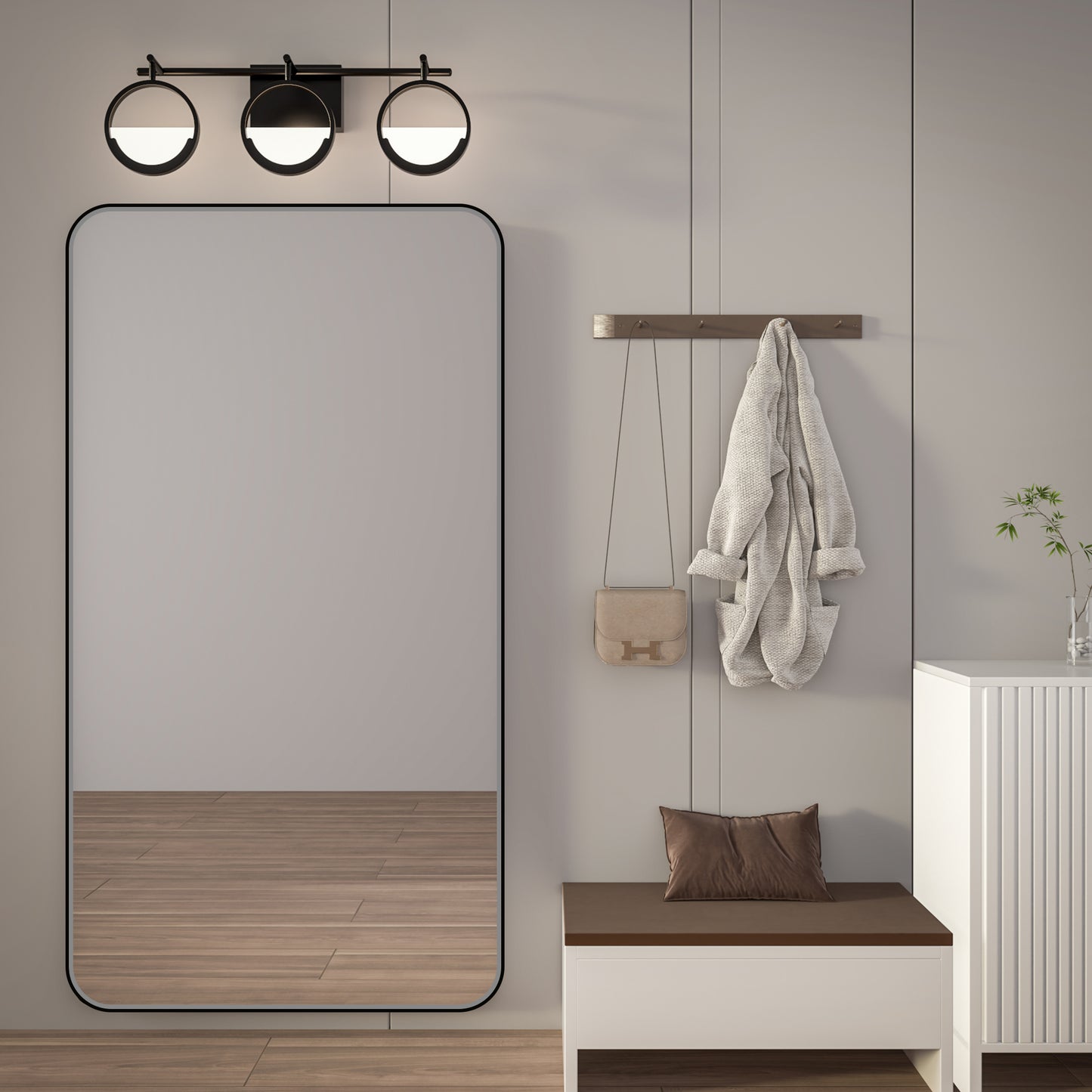 Noir 55" x 30" Vanity Mirror – Modern, Elegant, Rectangular Wall Mirror with Tempered Glass, Shatterproof, Rust-Resistant, Matte Black Frame for Bathroom, Living Room & Hallway - ExBriteUSA