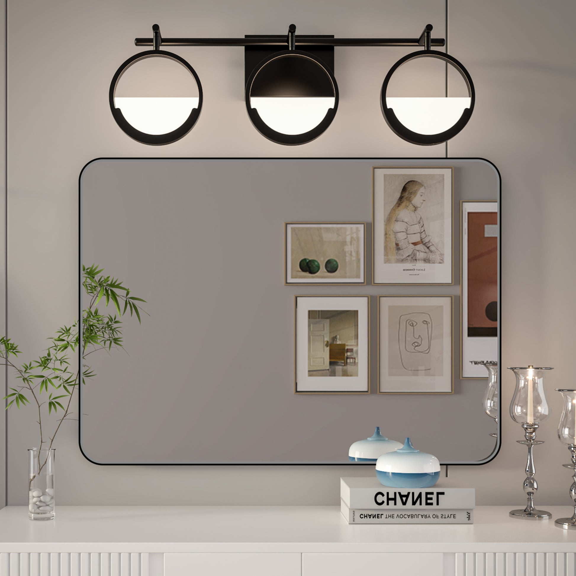 Noir 22" x 30" Vanity Mirror – Modern, Elegant, Rectangular Wall Mirror with Tempered Glass, Shatterproof, Rust-Resistant, Matte Black Frame for Bathroom, Living Room & Hallway - ExBriteUSA
