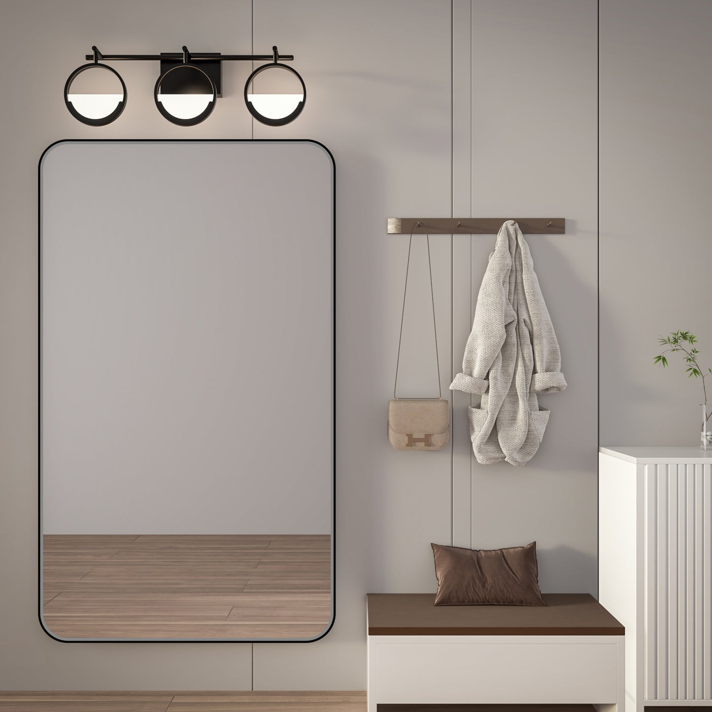 Noir 52" x 30" Vanity Mirror – Modern, Elegant, Rectangular Wall Mirror with Tempered Glass, Shatterproof, Rust-Resistant, Matte Black Frame for Bathroom, Living Room & Hallway - ExBriteUSA