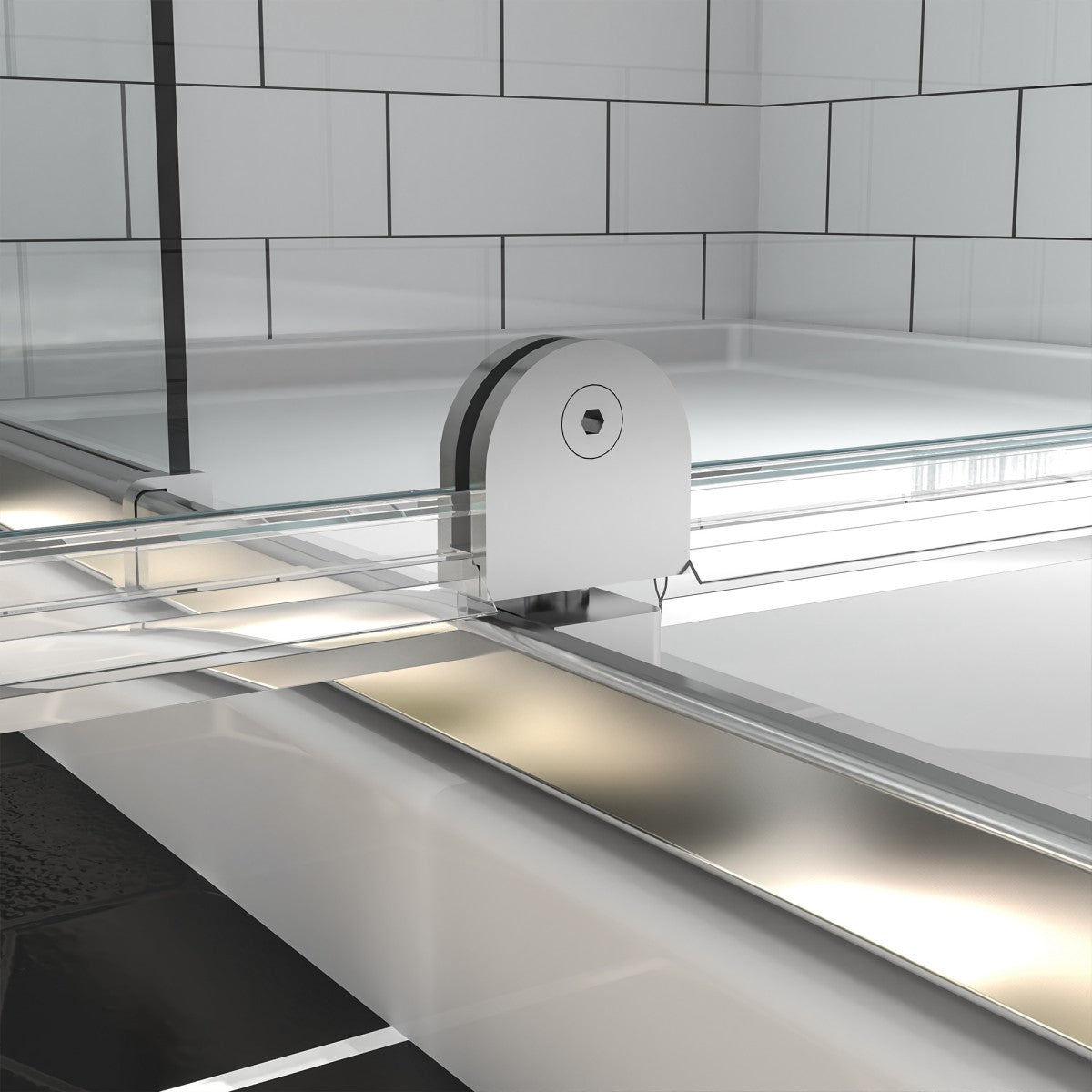 Flexi-B Showers 50-54" W x 71" H Glass Shower Doos Semi-Frameless,6mm Clear Tempered Glass Panel, Black Finish (Copy) - ExBriteUSA