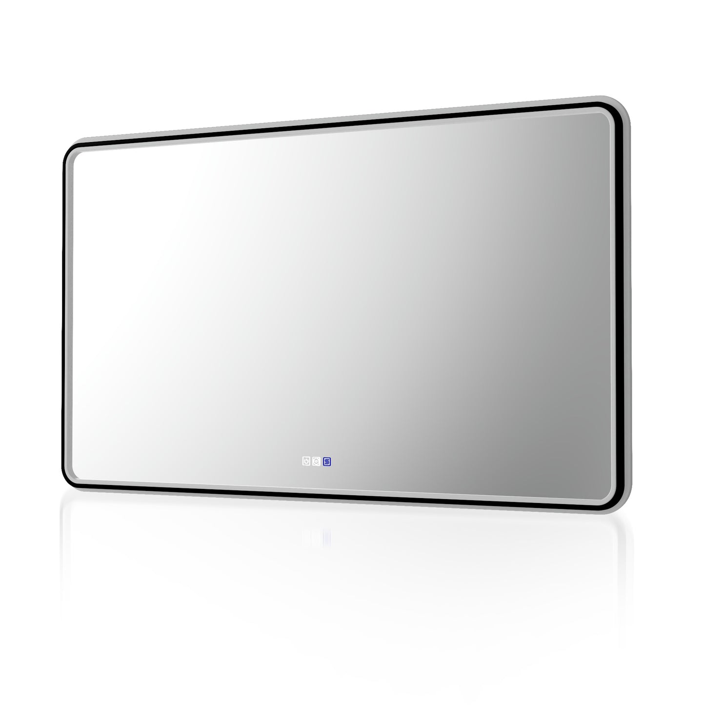 Lumina 55" W x 36" H LED Lighted Bathroom Mirror,High Illuminate,Inner and Outer Lighting,Anti-Fog,Dimmable,Black Frame with Rounded Corners
