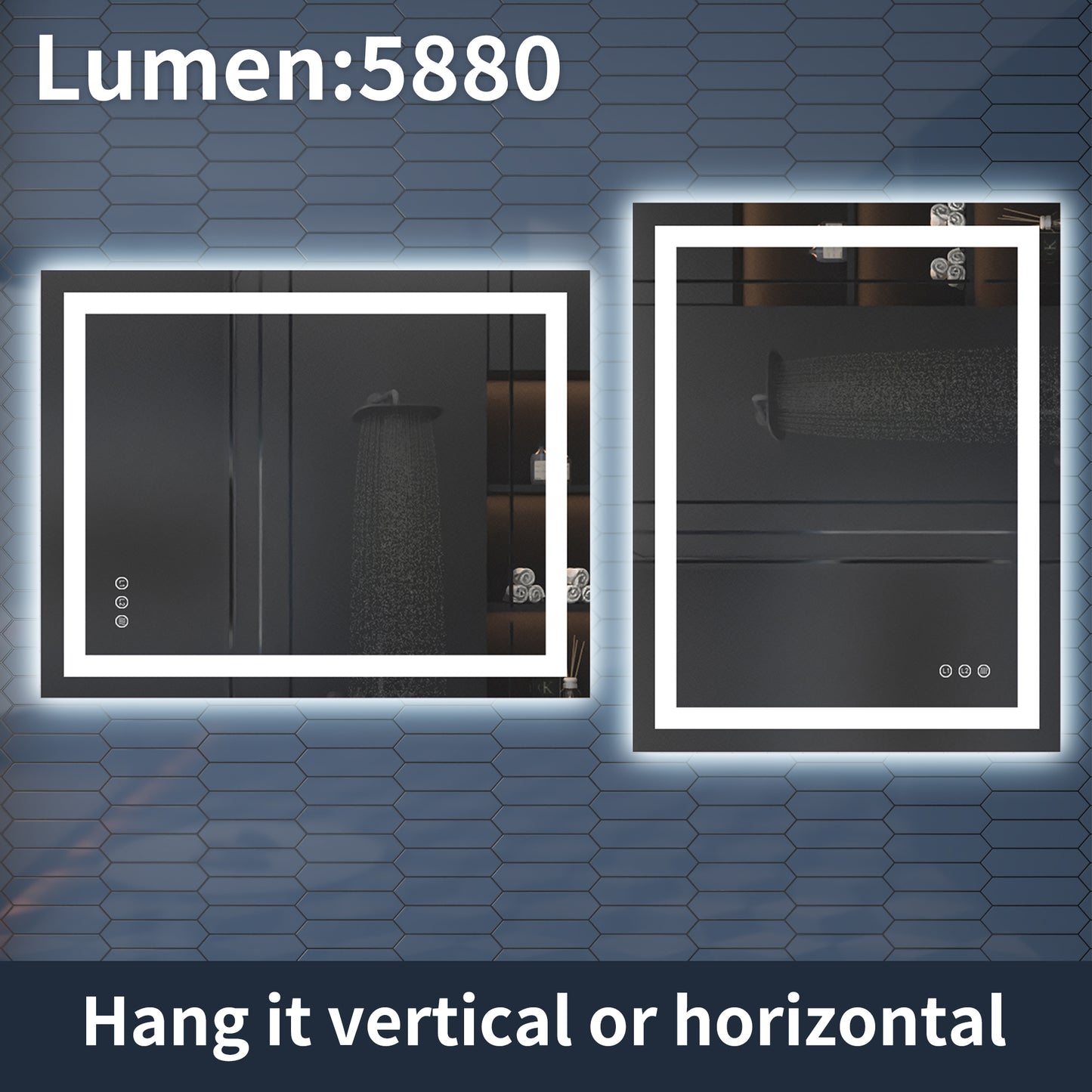 Apex-T 28" W x 36" H Lighted Bathroom Large Light Led Mirror,Anti Fog,Dimmable,Three Lighting Modes