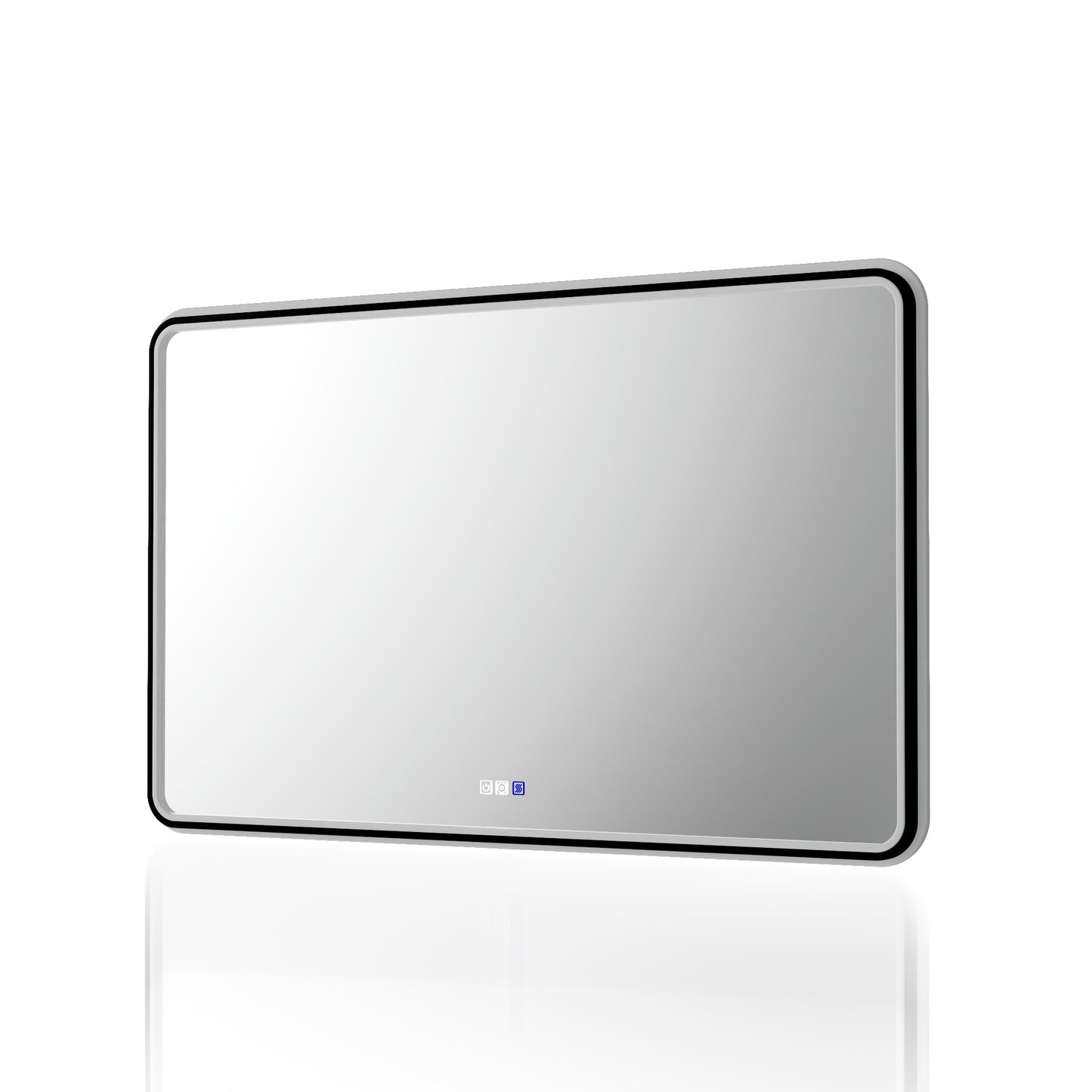 Lumina 48" W x 30" H LED Lighted Bathroom Mirror,High Illuminate, Inner & Outer Lighting,Anti-Fog, Dimmable,Black Frame with Rounded Corners