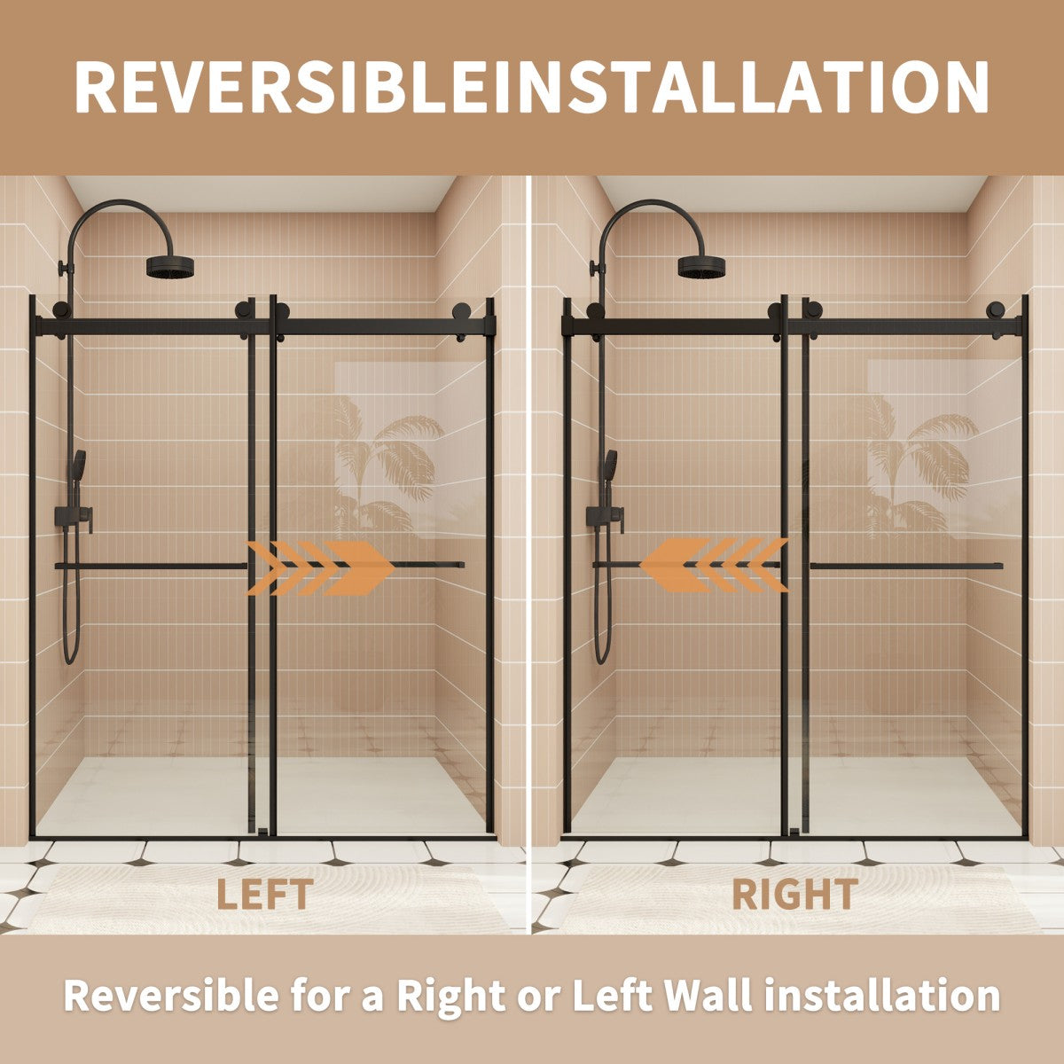 ExRoll-PL Allsumhome 56"-60"W x 70"H Frameless Double Sliding Shower Door,8mm Laminated Glass,Shatterproof,Noise-proof,UV-proof,Tempered Glass Shower Enclosure,Matte Black,Buffer