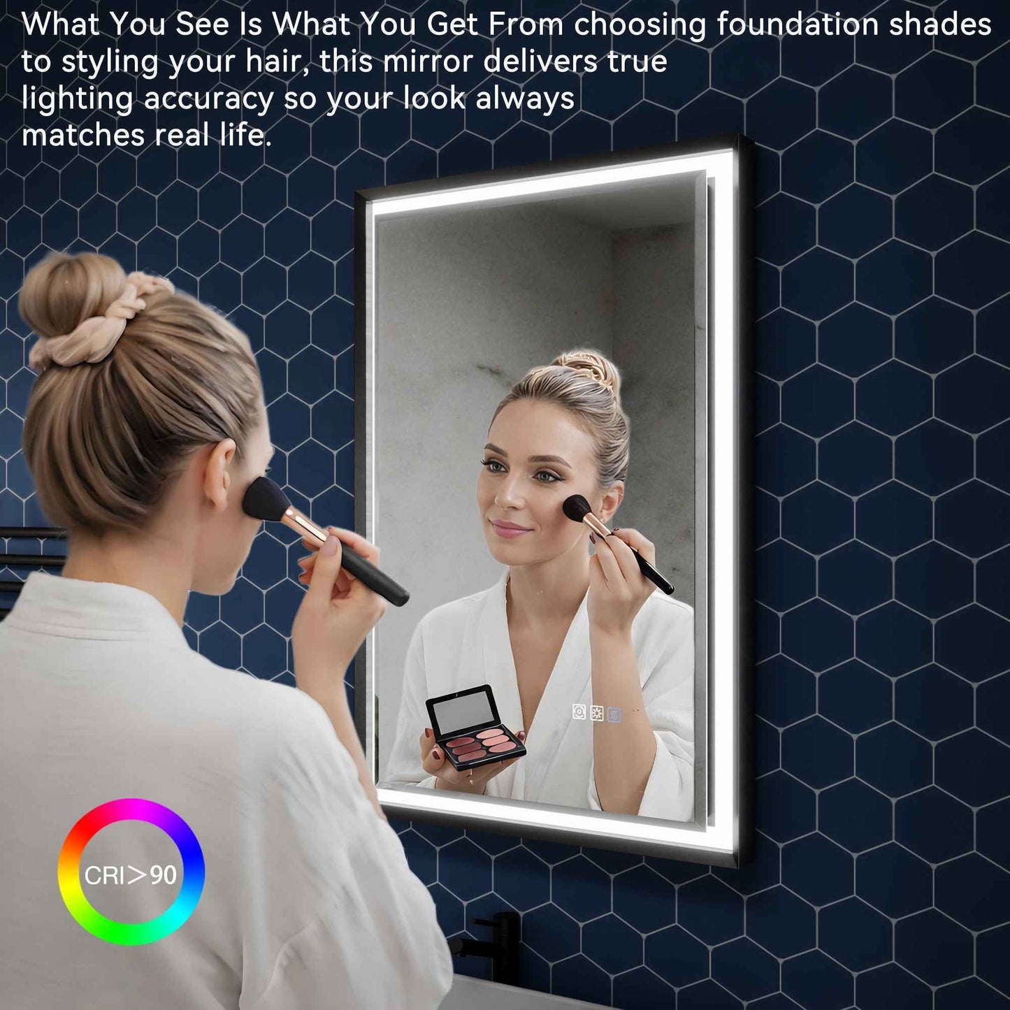 Verloar 30" W x 36" H Lighted Bathroom Mirror,Dimmable,Anti Fog,Front-Lit Illumination(副本)