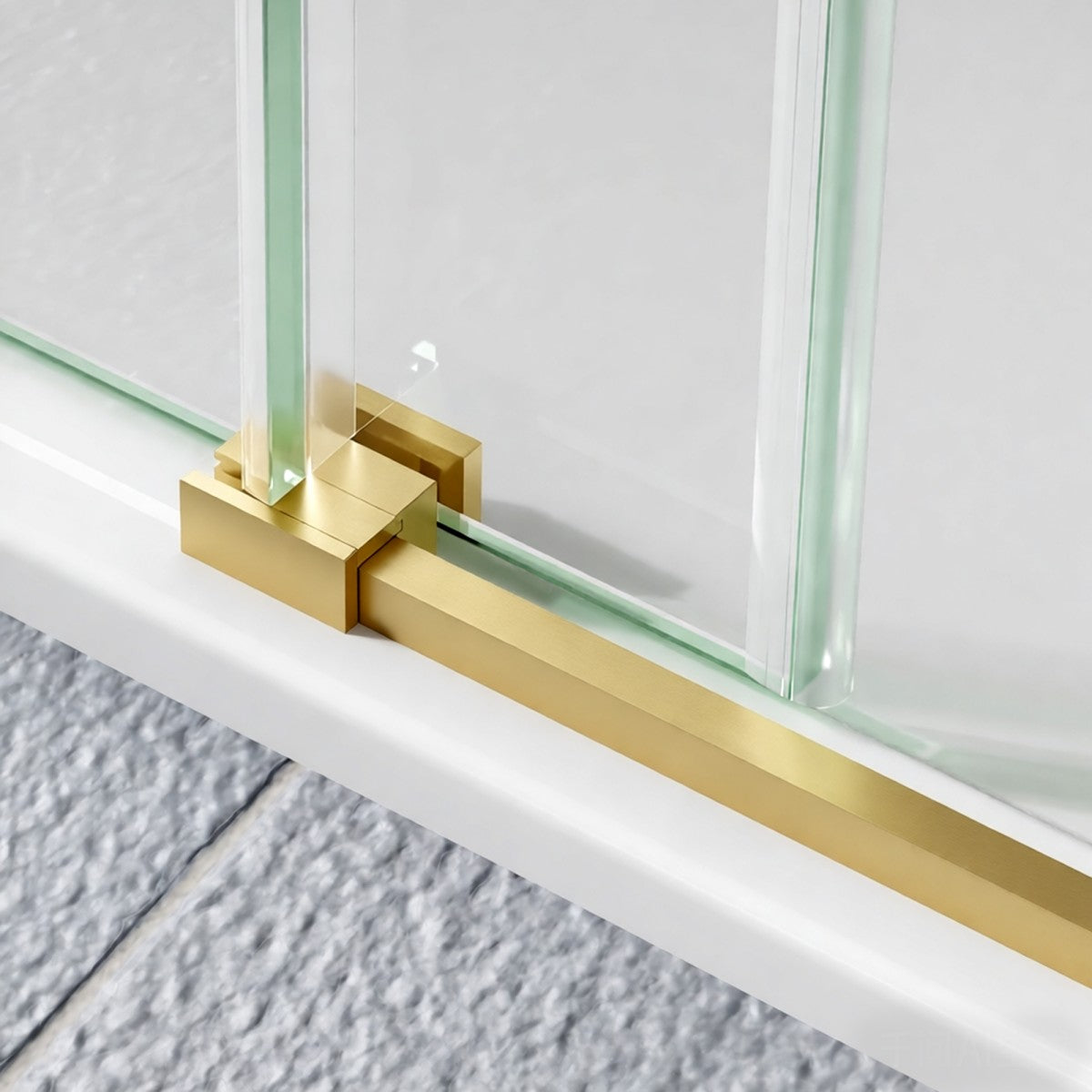 56-60" x 76" Frameless Sliding Shower door,Brushed Gold,Easy clean,Fixed Glass Left|ExBrite Elysian-F Series