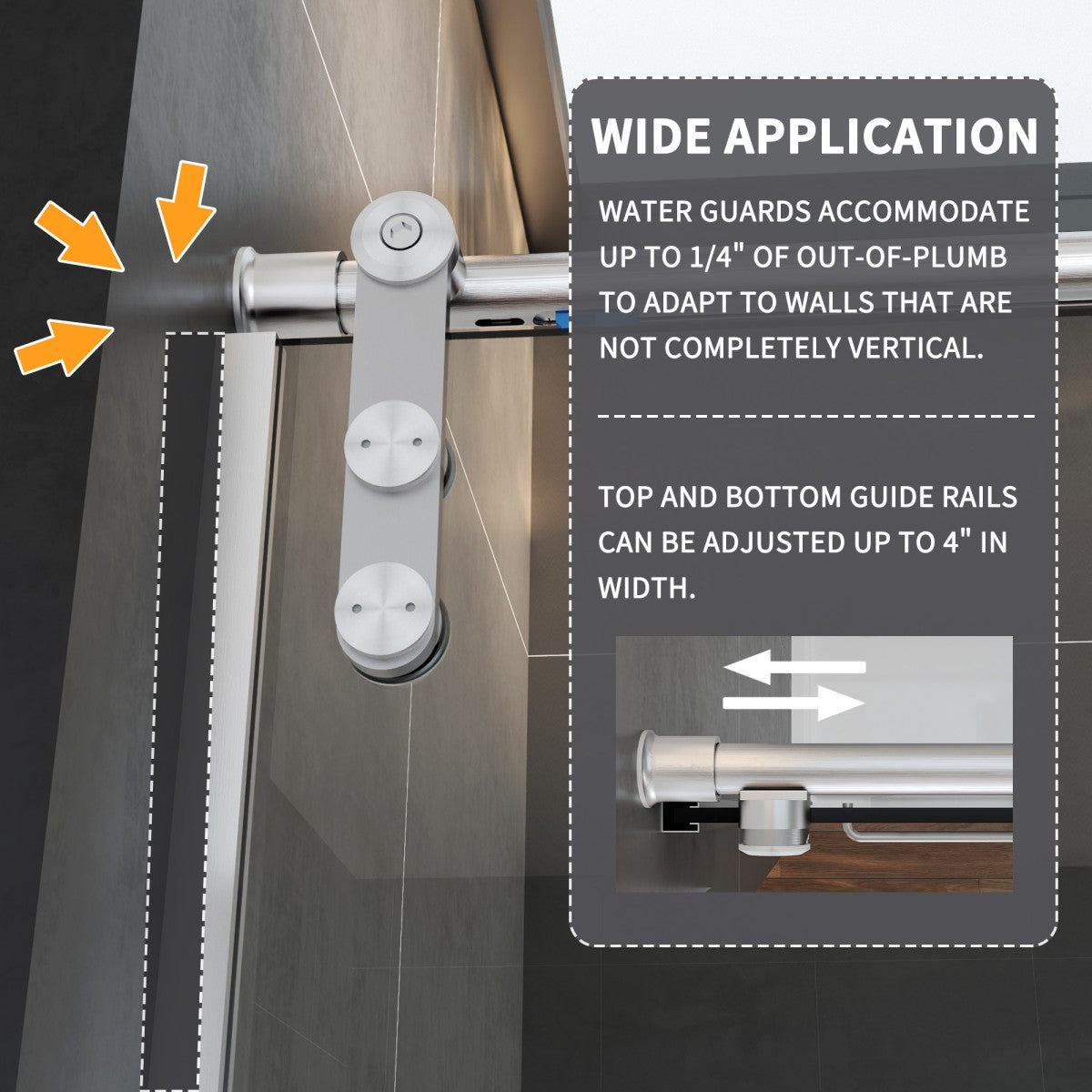 Anchor-B Allsumhome 56"-60"W x 70"H Frameless Sliding Shower Door,Tempered Glass,Shower Enclosure,Double Side Easy Clean Coat,Brushed Nickel ,Buffer