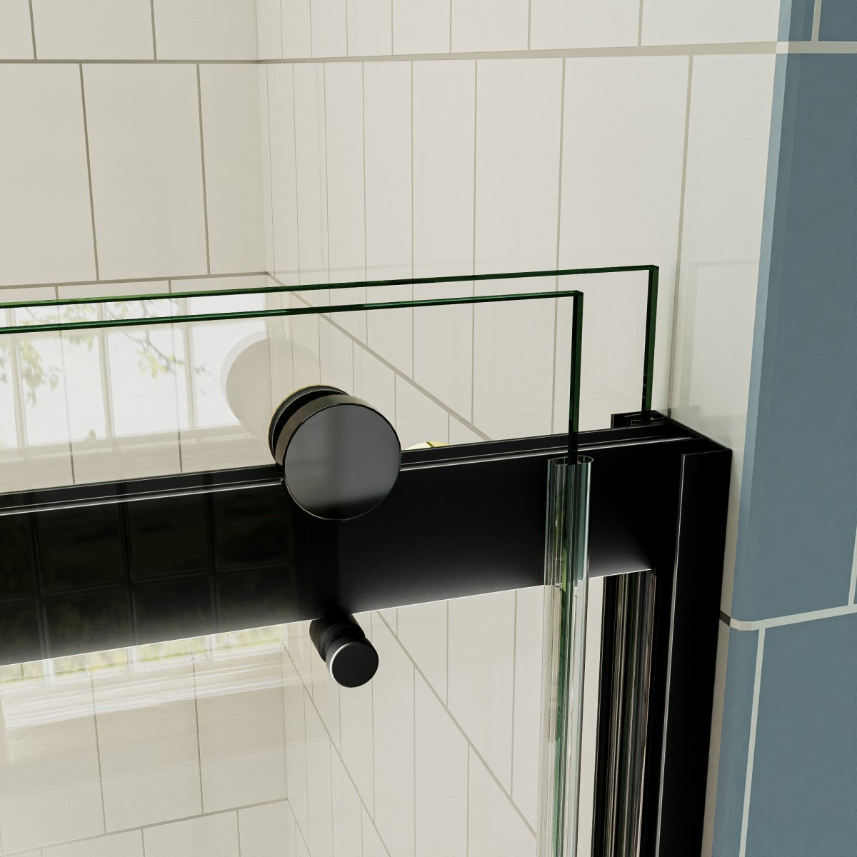 ExRoll Semi-Frameless Shower Sliding Glass 50-54 in. W x 74 in. H Bypass Sliding Shower Enclosure,Matte Black,Explosion-proof,Easy-to-clean coating