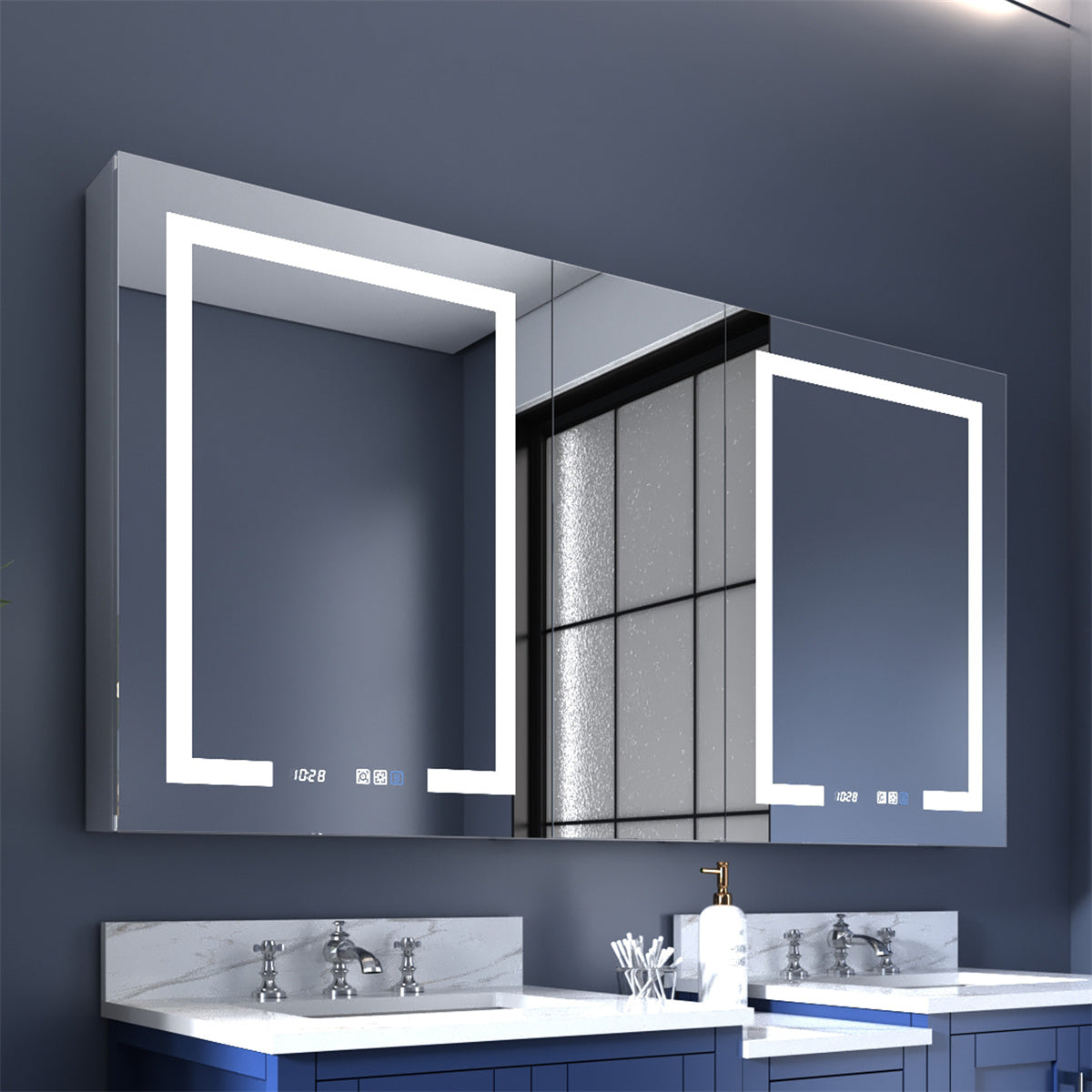 Boost-M2 60" W x 32" H Lighted Medicine Cabinet with Outlets & USB