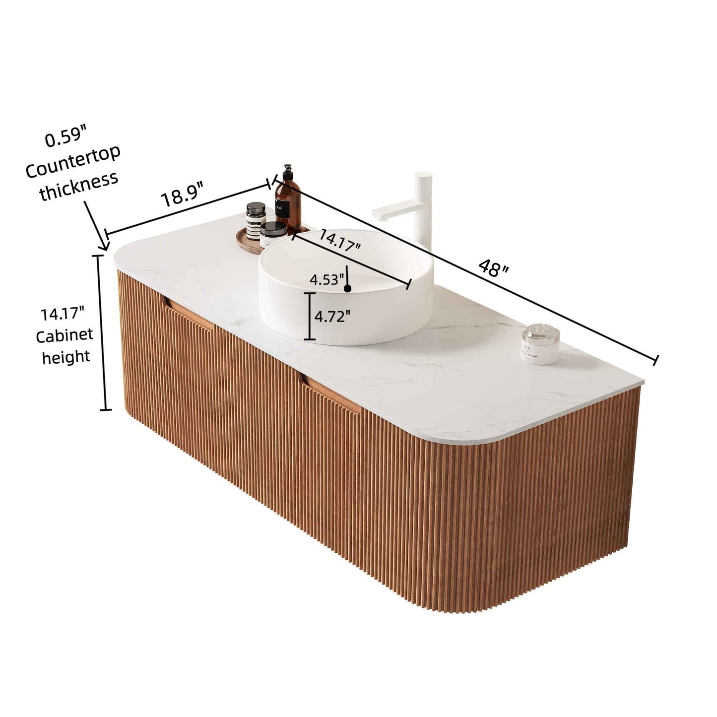 ExBrite 48" Bathroom Floating Vanity with Sink