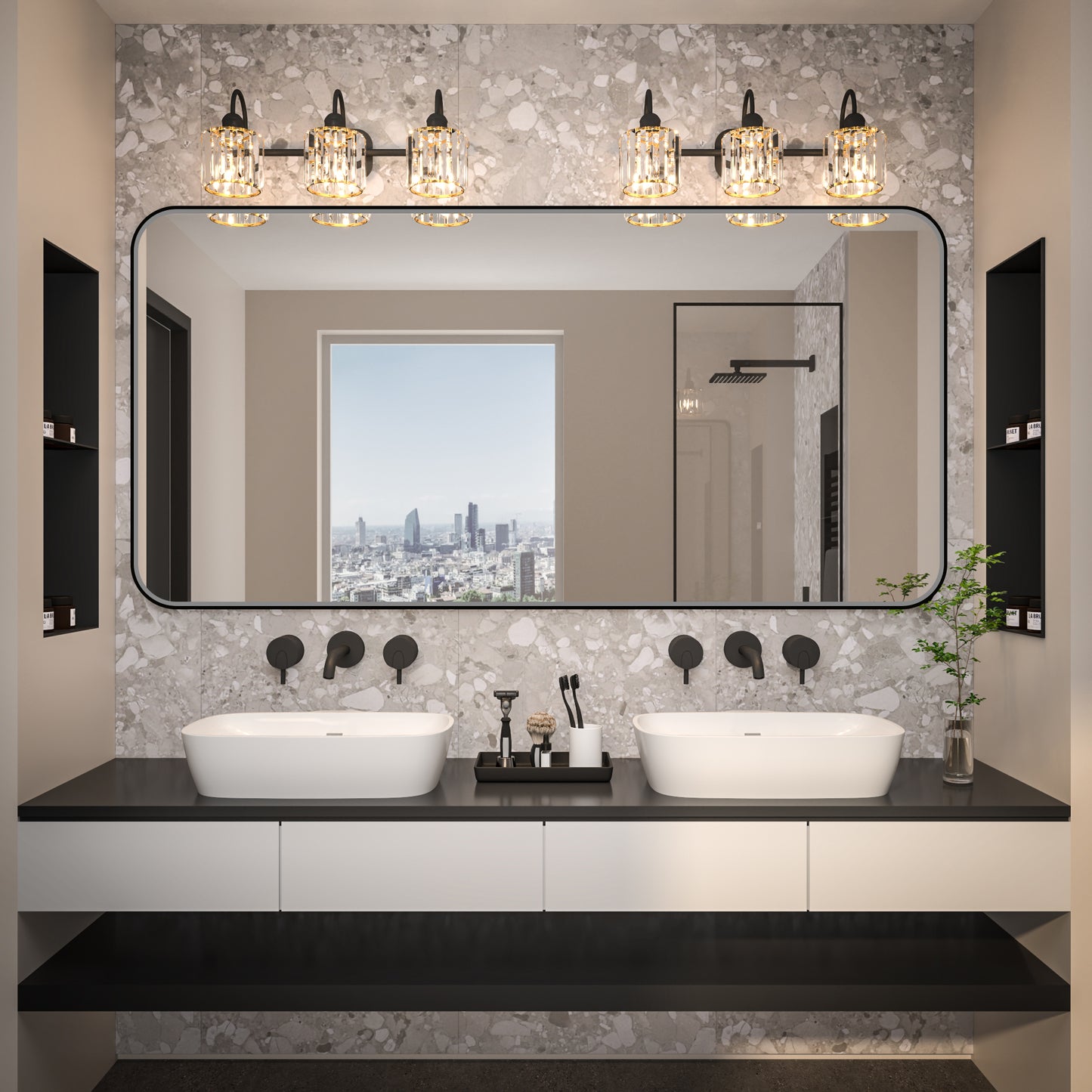 Noir 72" x 36" Vanity Mirror – Modern, Elegant, Rectangular Wall Mirror with Tempered Glass, Shatterproof, Rust-Resistant, Matte Black Frame for Bathroom, Living Room & Hallway - ExBriteUSA