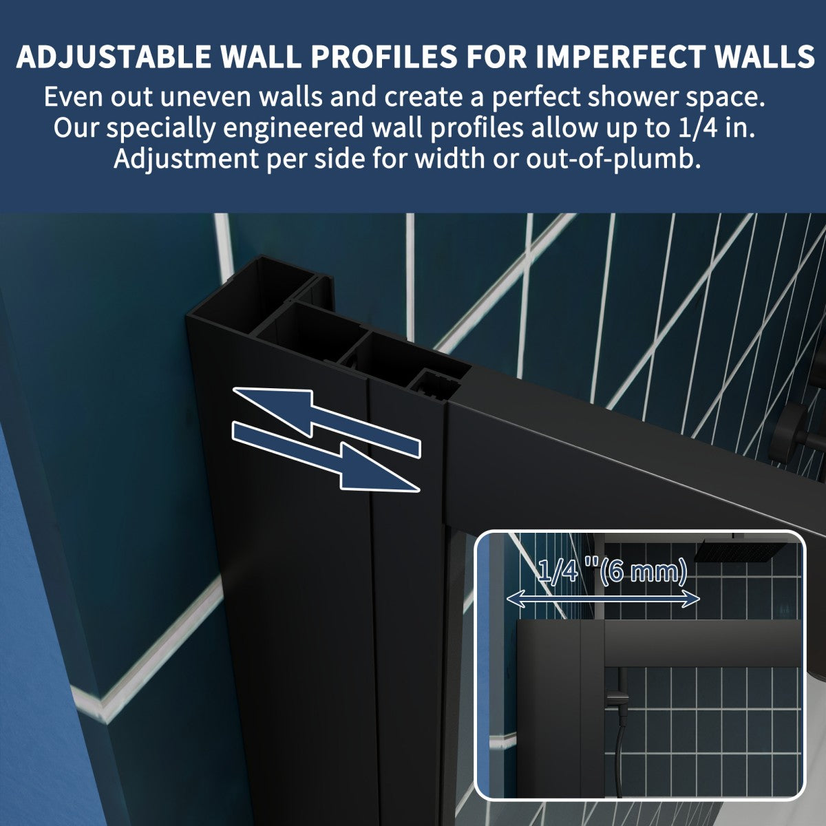 Nexus 56-60W x 70.H Easy Clean Double Framed Sliding Shower Door with 1/4" (6mm) Clear SGCC Tempered Glass,Matte Black Finish