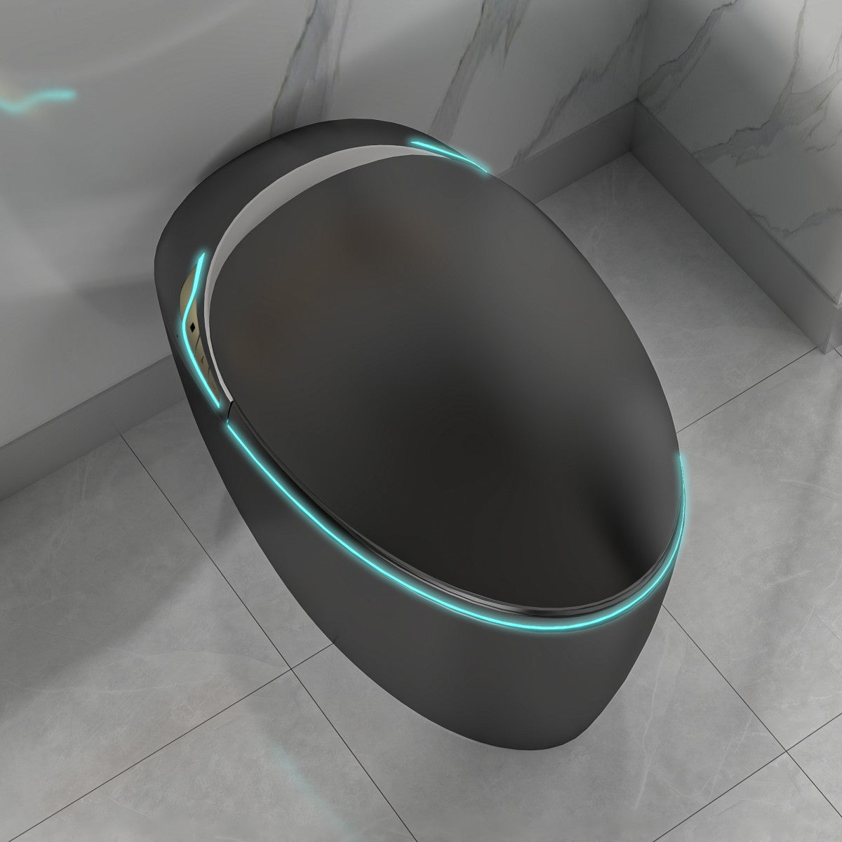 EP Exbrite Unique Smart Toilet with Bidet Built In, Intelligent One Piece Toilet For Modern Bathroom, Auto Open/Close Seat, Foot Sensor, LED Display,Night Light, Warm Water & Dryer, Black