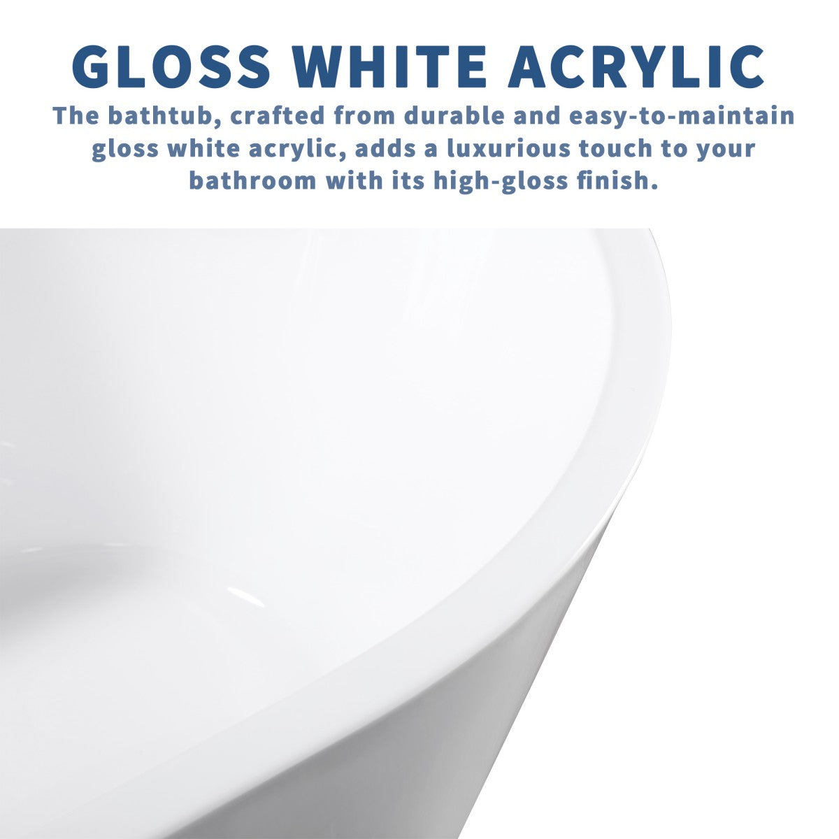 PY Exbrite 67' Acrylic Freestanding Bathtub, stand alone bathroom tub, Glossy White, Toe-tap Chrome Drain, cUPC Certified - ExBriteUSA