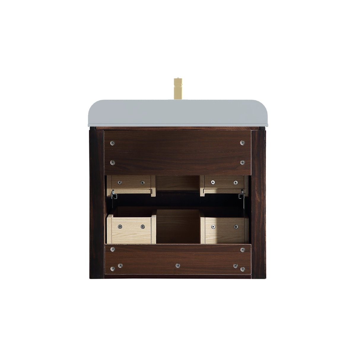 24 inch Floating Bathroom Vanity with Sink, Pre-Assembled, Wall Mounted Plywood Bathroom Storage Cabinet with Safety Rounded,Large Soft-Close Fluted Drawers & Metal Handles