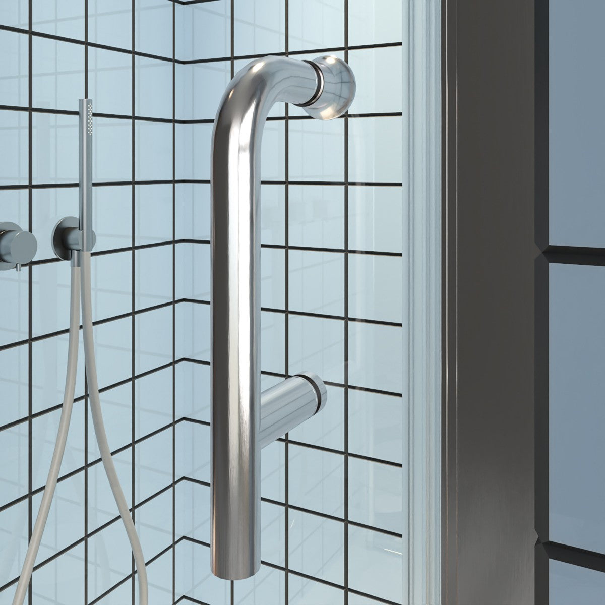 Classy 28-30" W X 72" H Pivot Shower Doors Semi-Frameless Nickel Hinged Glass Shower Door With Handle