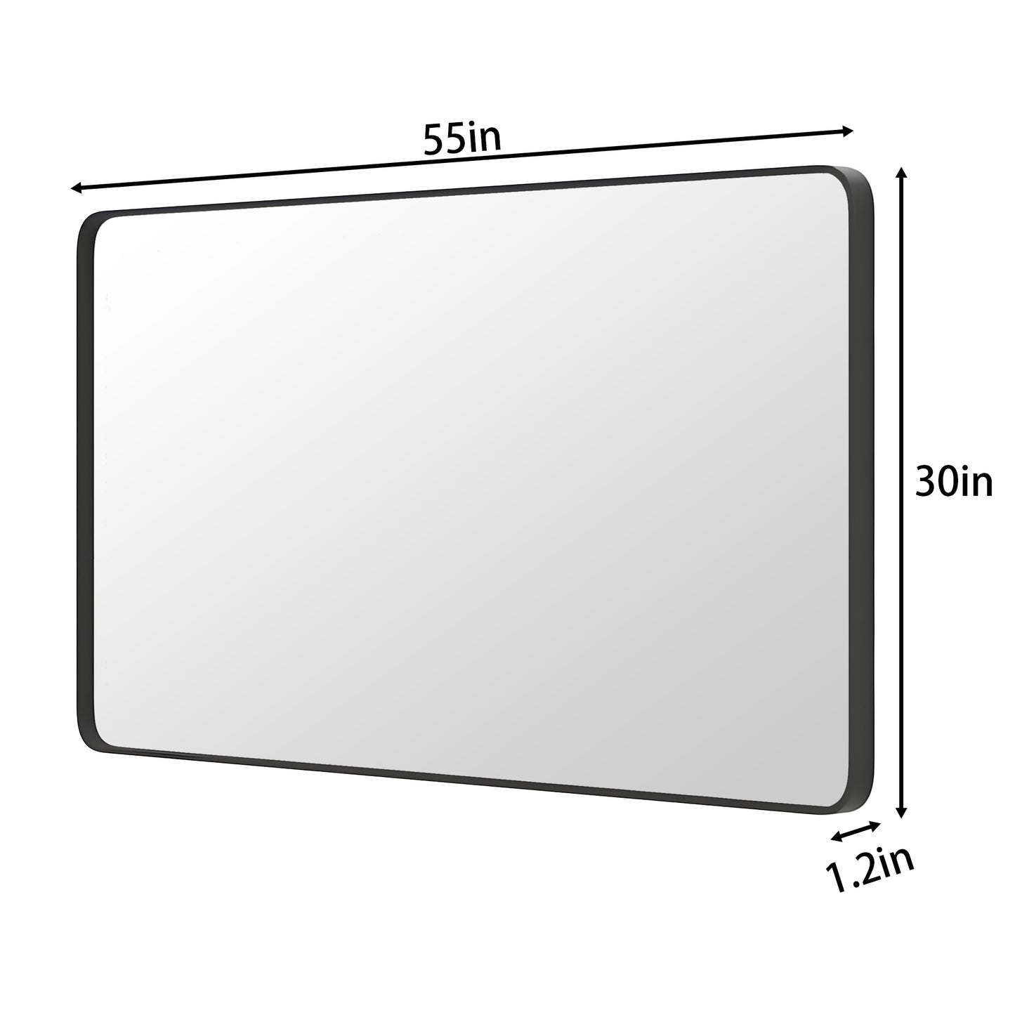 Noir 55" x 30" Vanity Mirror – Modern, Elegant, Rectangular Wall Mirror with Tempered Glass, Shatterproof, Rust-Resistant, Matte Black Frame for Bathroom, Living Room & Hallway - ExBriteUSA