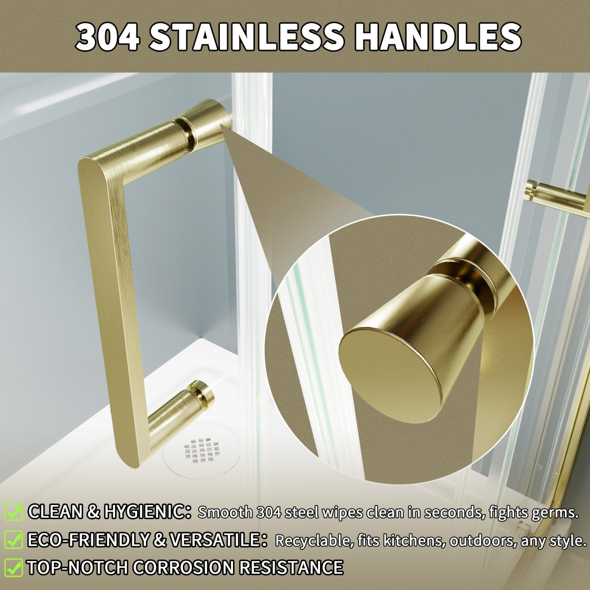 Haven 38" x 72" Corner Shower Enclosure,6mm Clear Glass,Double Sliding Shower Doors,Brushed Gold,Not Base,Adjustable