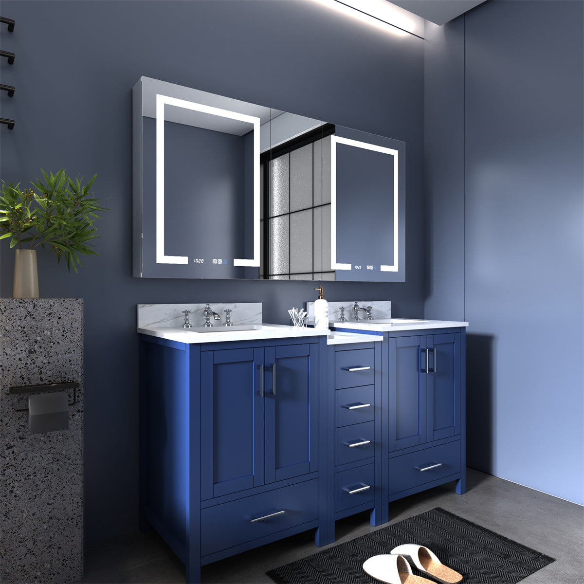 Boost-M2 60" W x 32" H Lighted Medicine Cabinet with Outlets & USB
