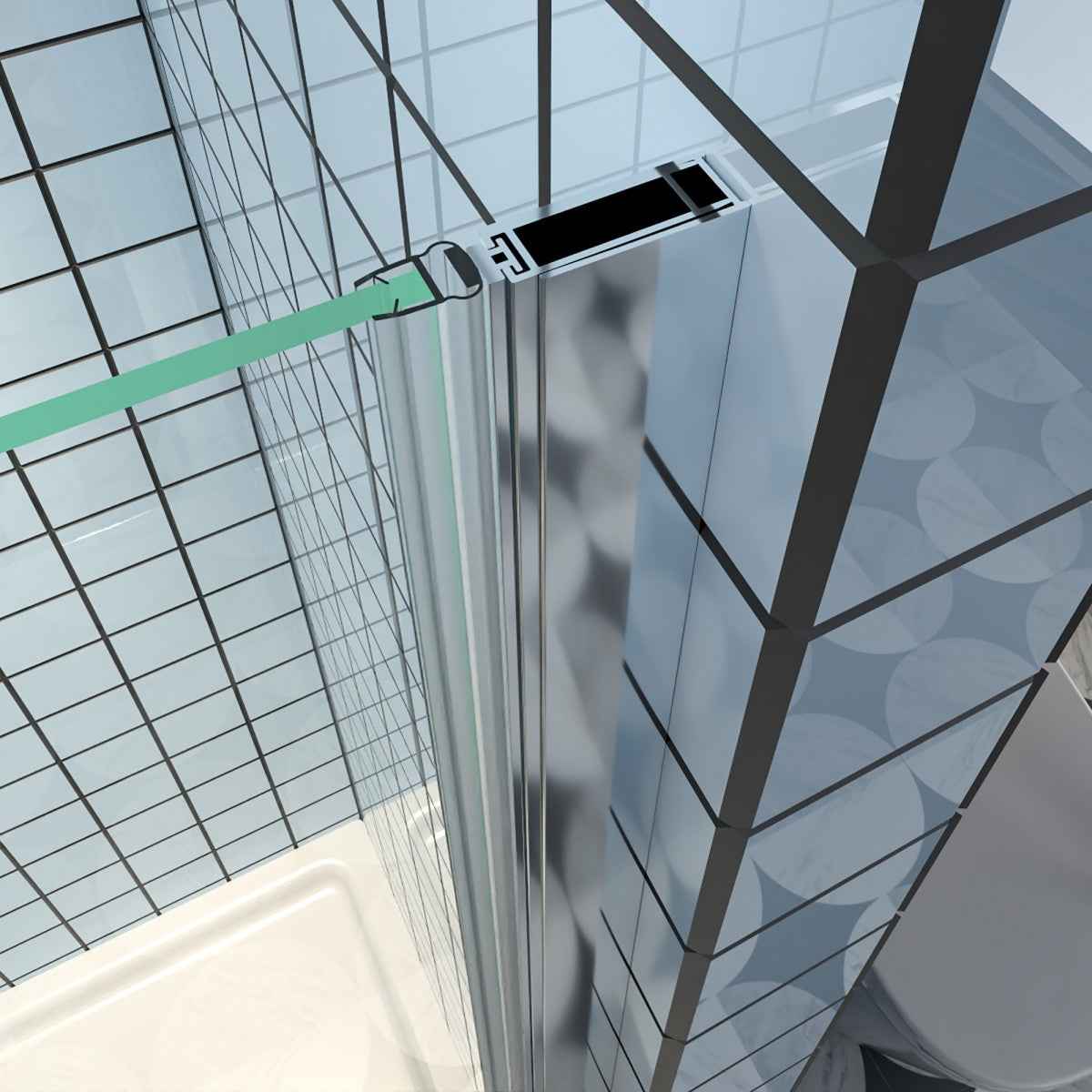 Classy 32-34" W x 72" H Pivot Shower Door Semi-Frameless Hinged in Chrome Install Glass Shower Door