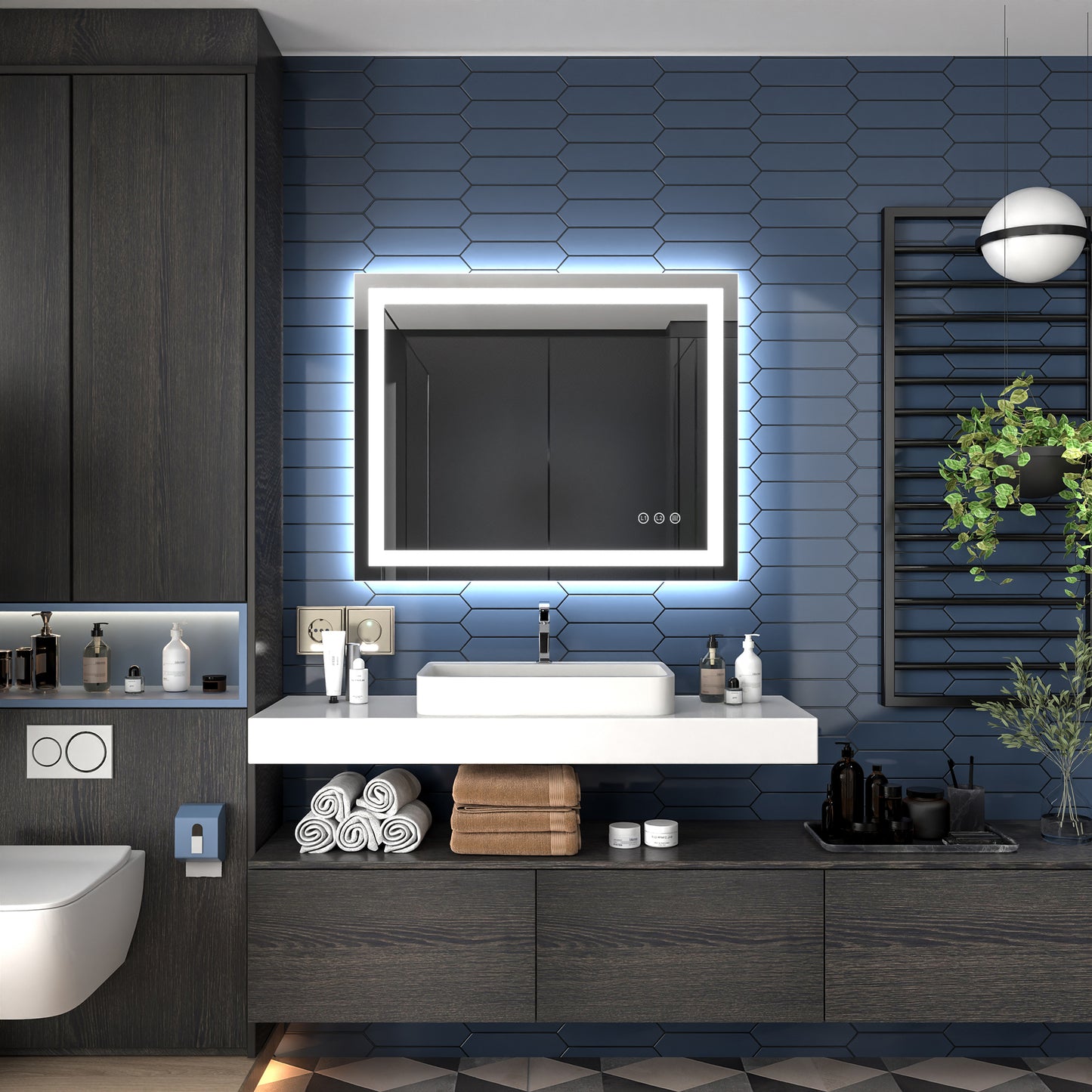 Apex-T 40" W x 32" H Lighted Bathroom Large Light Led Mirror,Anti Fog,Dimmable,Three Lighting Modes