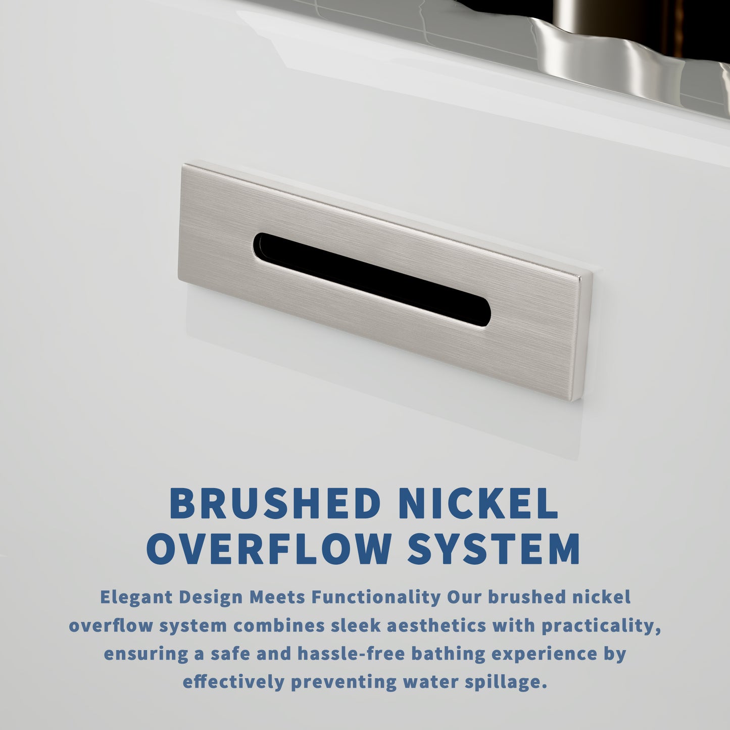 WSP-NK Exbrite 67' Acrylic Freestanding Bathtub, Unique Pleated Design, Glossy White, Brushed Nickel Overflow and Pop-Up Drain, cUPC Certified