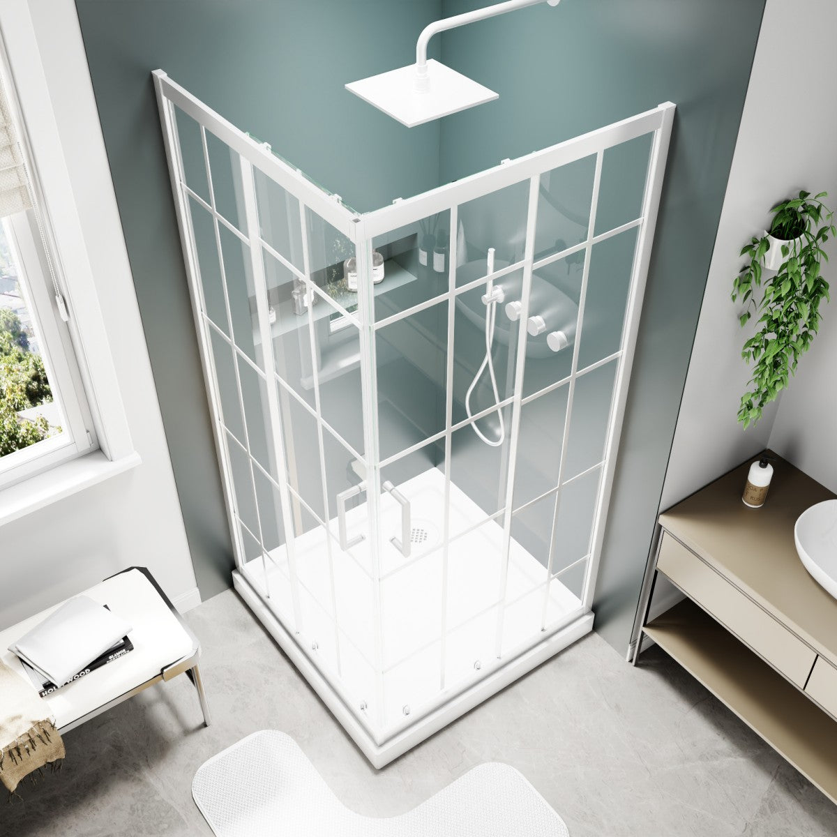 Haven-S 38" x 72" Corner Shower Enclosure,6mm Clear Glass,Double Sliding Shower Doors,White,Not Base,Adjustable