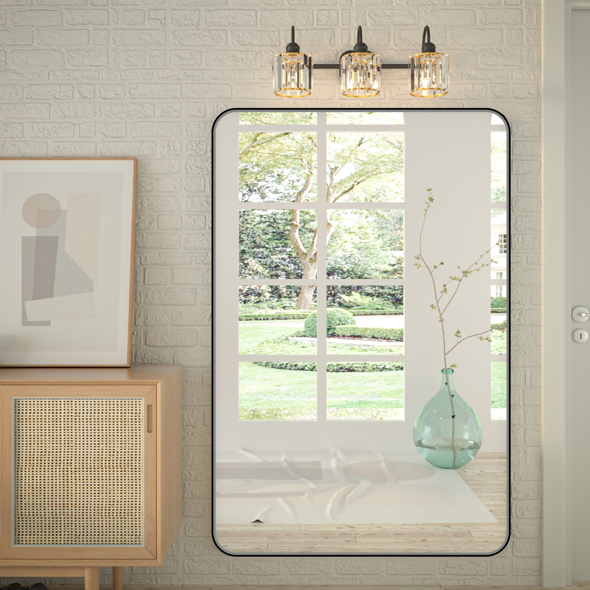 Noir 60" x 40" Vanity Mirror – Modern, Elegant, Rectangular Wall Mirror with Tempered Glass, Shatterproof, Rust-Resistant, Matte Black Frame for Bathroom, Living Room & Hallway - ExBriteUSA