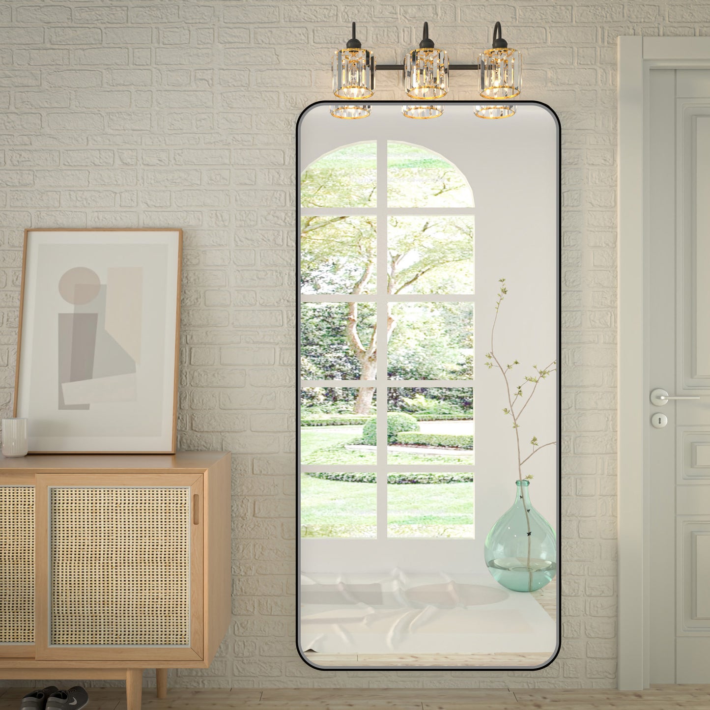 Noir 72" x 32" Vanity Mirror – Modern, Elegant, Rectangular Wall Mirror with Tempered Glass, Shatterproof, Rust-Resistant, Matte Black Frame for Bathroom, Living Room & Hallway