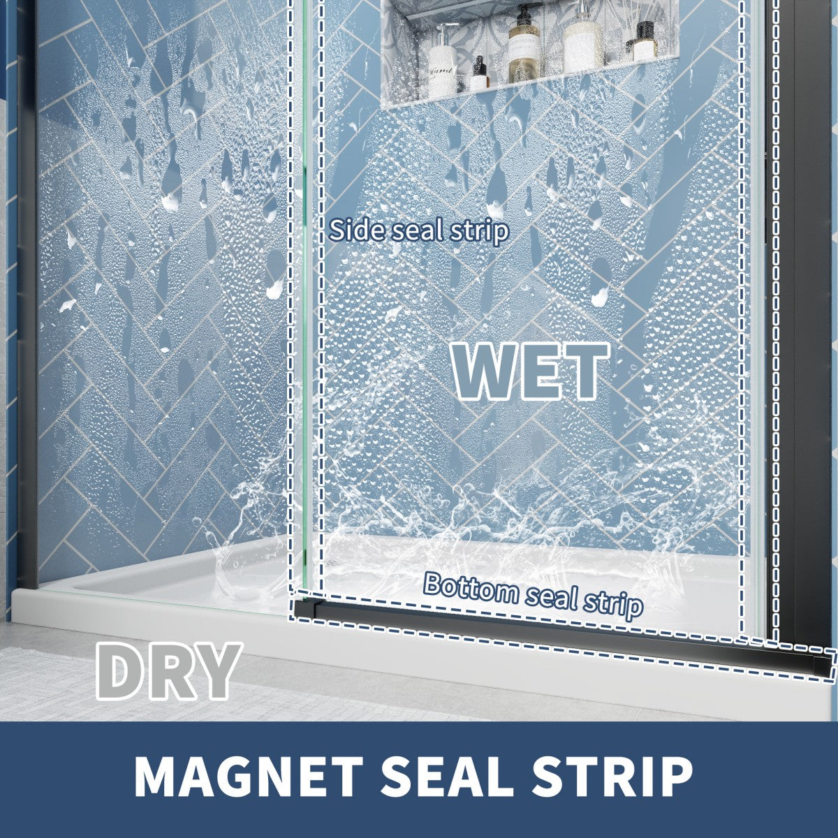 Lock Adjustable 44-48"W x 74"H Sliding Glass Shower Door with 8mm Clear Tempered Glass,Stainless Steel Hardware Mattel Black,Rectangle Shower Door