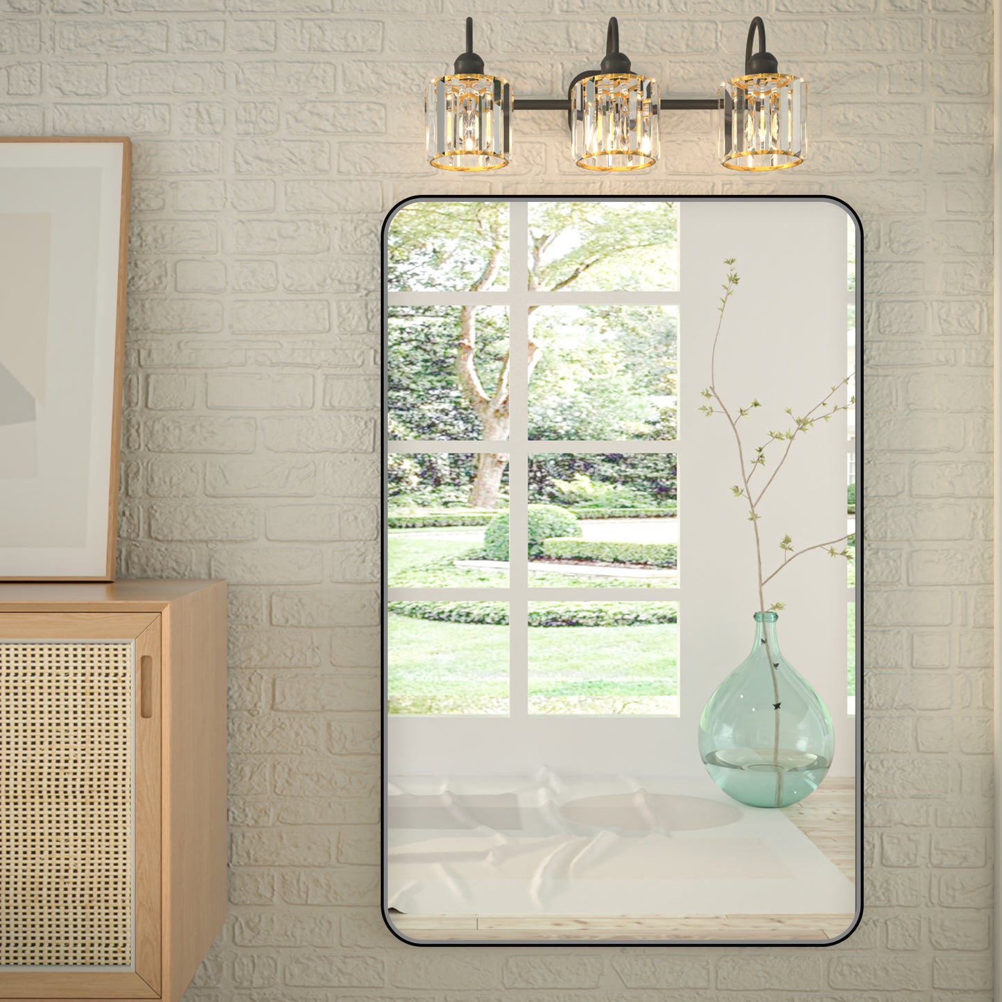 Noir 48" x 30" Vanity Mirror – Modern, Elegant, Rectangular Wall Mirror with Tempered Glass, Shatterproof, Rust-Resistant, Matte Black Frame for Bathroom, Living Room & Hallway - ExBriteUSA