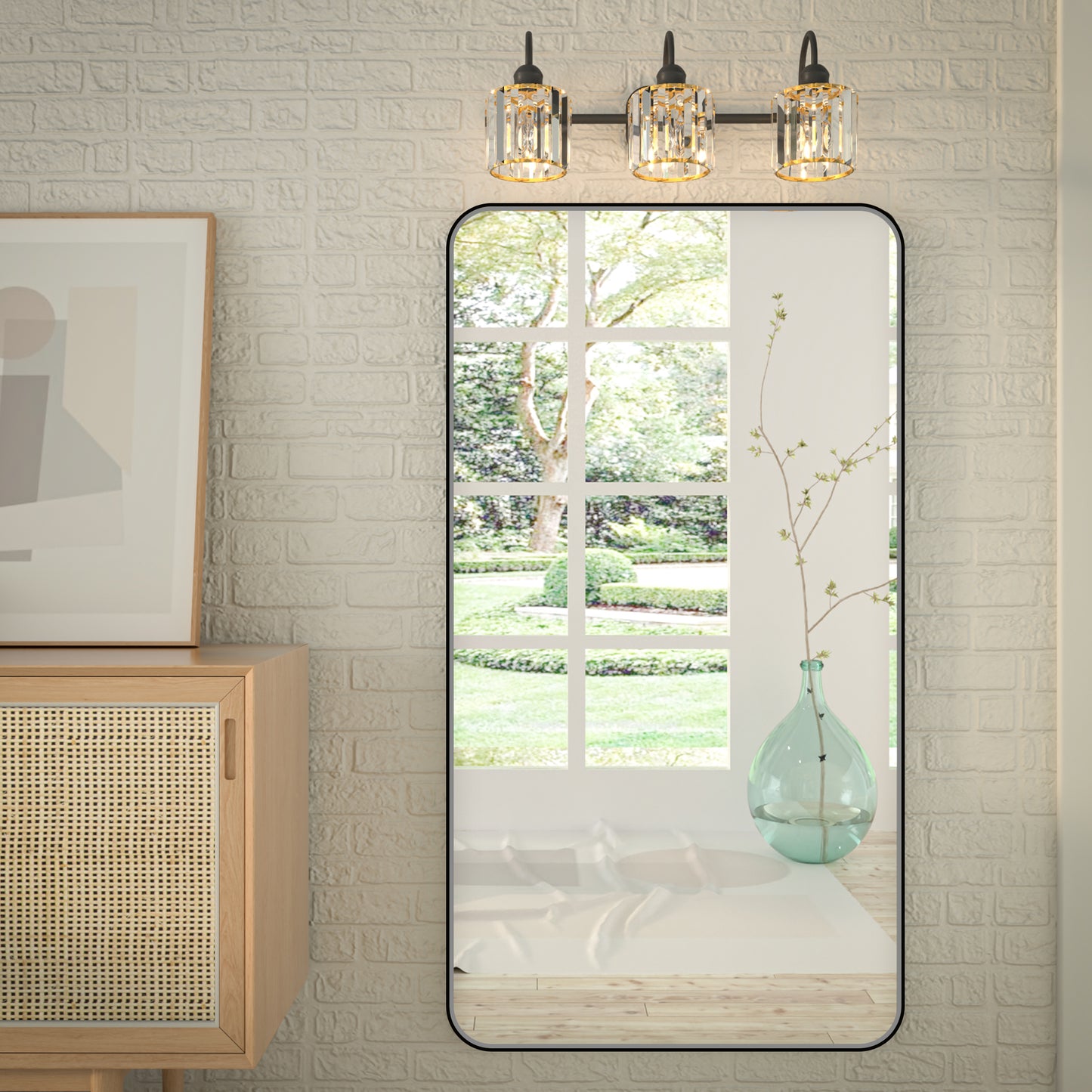 Noir 55" x 30" Vanity Mirror – Modern, Elegant, Rectangular Wall Mirror with Tempered Glass, Shatterproof, Rust-Resistant, Matte Black Frame for Bathroom, Living Room & Hallway - ExBriteUSA