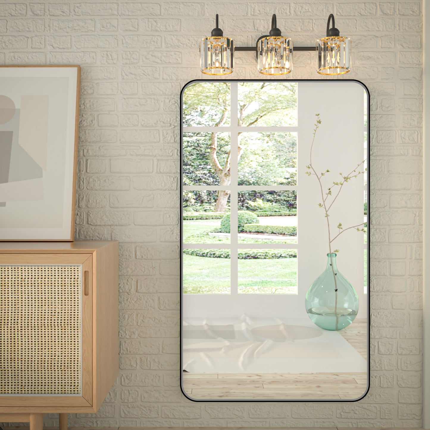 Noir 52" x 30" Vanity Mirror – Modern, Elegant, Rectangular Wall Mirror with Tempered Glass, Shatterproof, Rust-Resistant, Matte Black Frame for Bathroom, Living Room & Hallway - ExBriteUSA