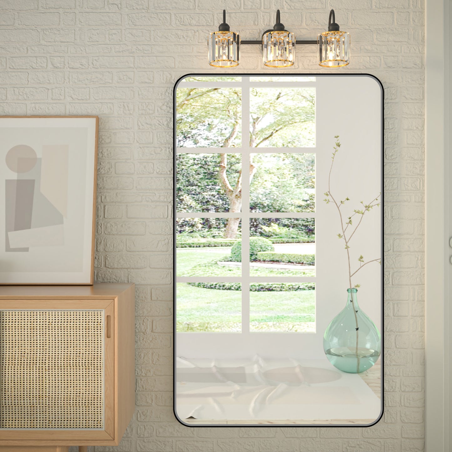 Noir 60" x 36" Vanity Mirror – Modern, Elegant, Rectangular Wall Mirror with Tempered Glass, Shatterproof, Rust-Resistant, Matte Black Frame for Bathroom, Living Room & Hallway - ExBriteUSA