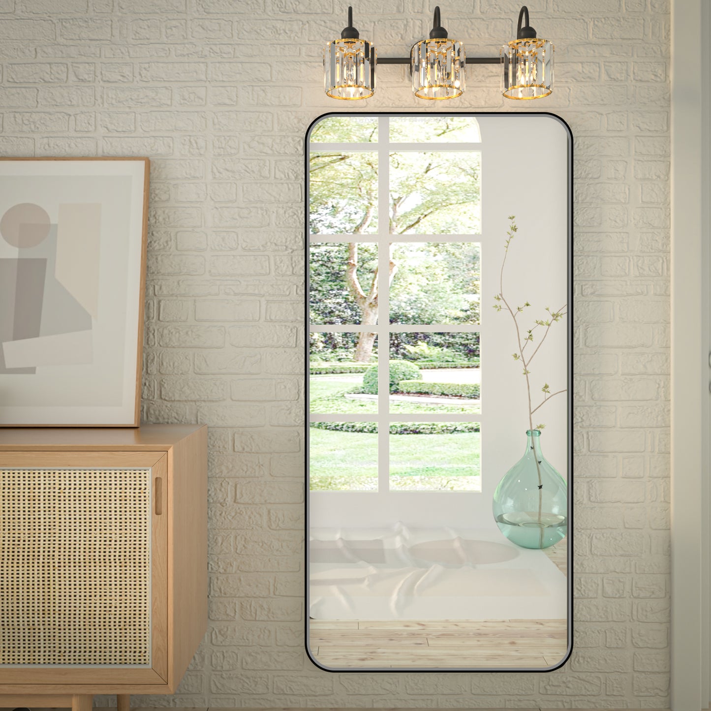 Noir 60" x 28" Vanity Mirror – Modern, Elegant, Rectangular Wall Mirror with Tempered Glass, Shatterproof, Rust-Resistant, Matte Black Frame for Bathroom, Living Room & Hallway - ExBriteUSA