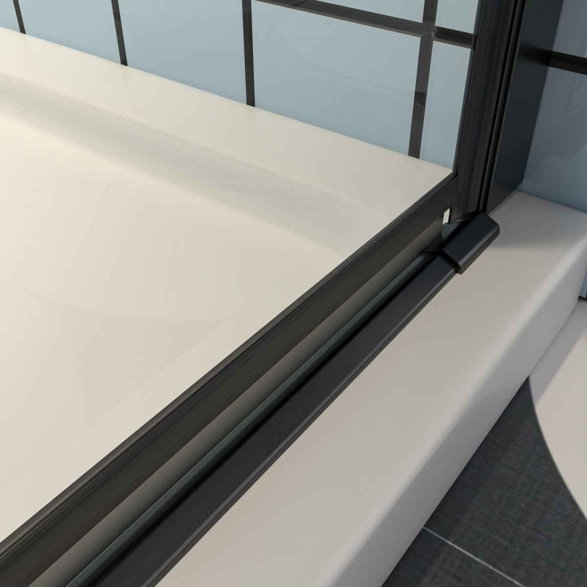 Exbrite Adapt Bifold Shower Door 34-36 in.W x 72 in.H Pivot Swing Shower Doors,Matte Black,Clear Tempered Glass