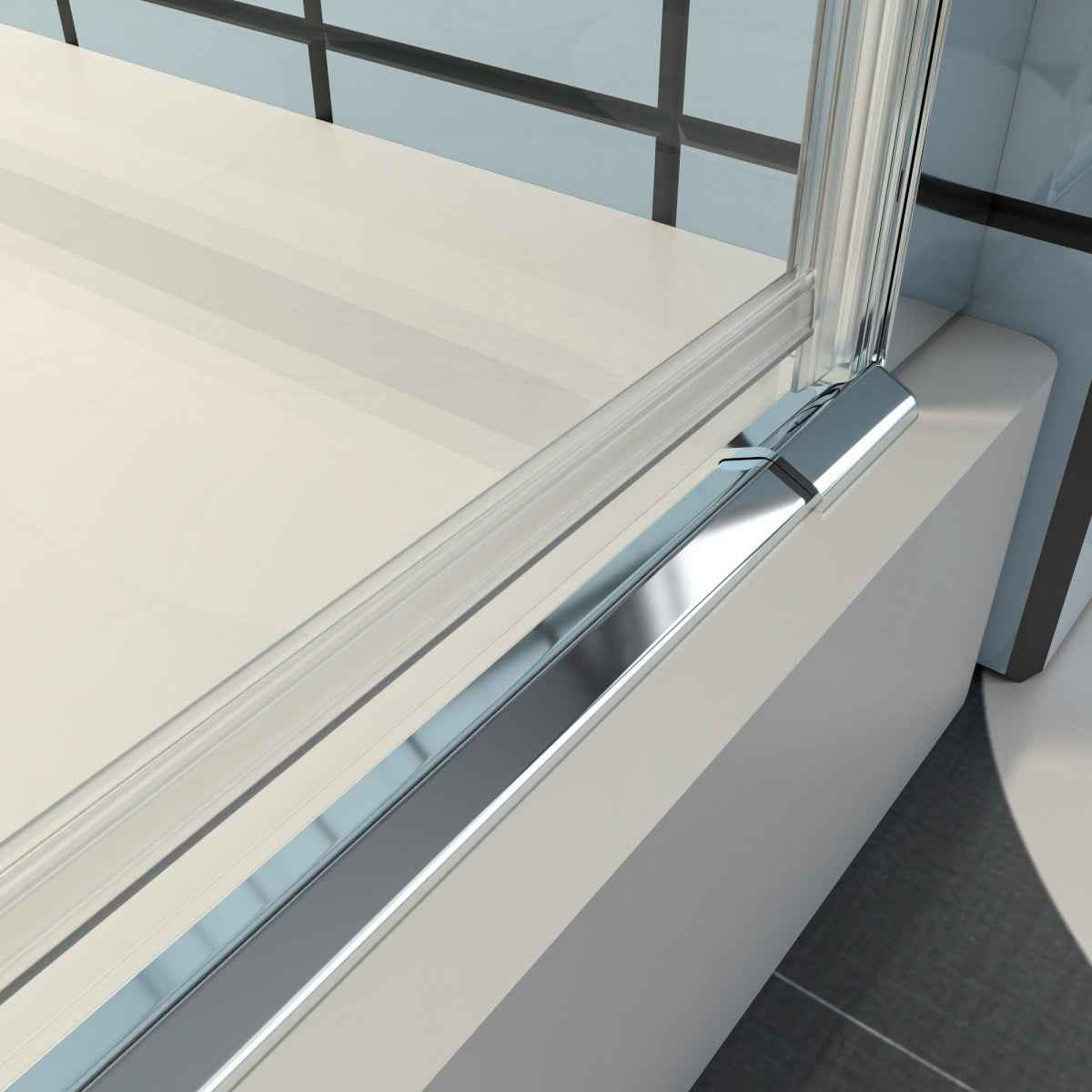Classy 32-34" W x 72" H Pivot Shower Door Semi-Frameless Hinged in Chrome Install Glass Shower Door