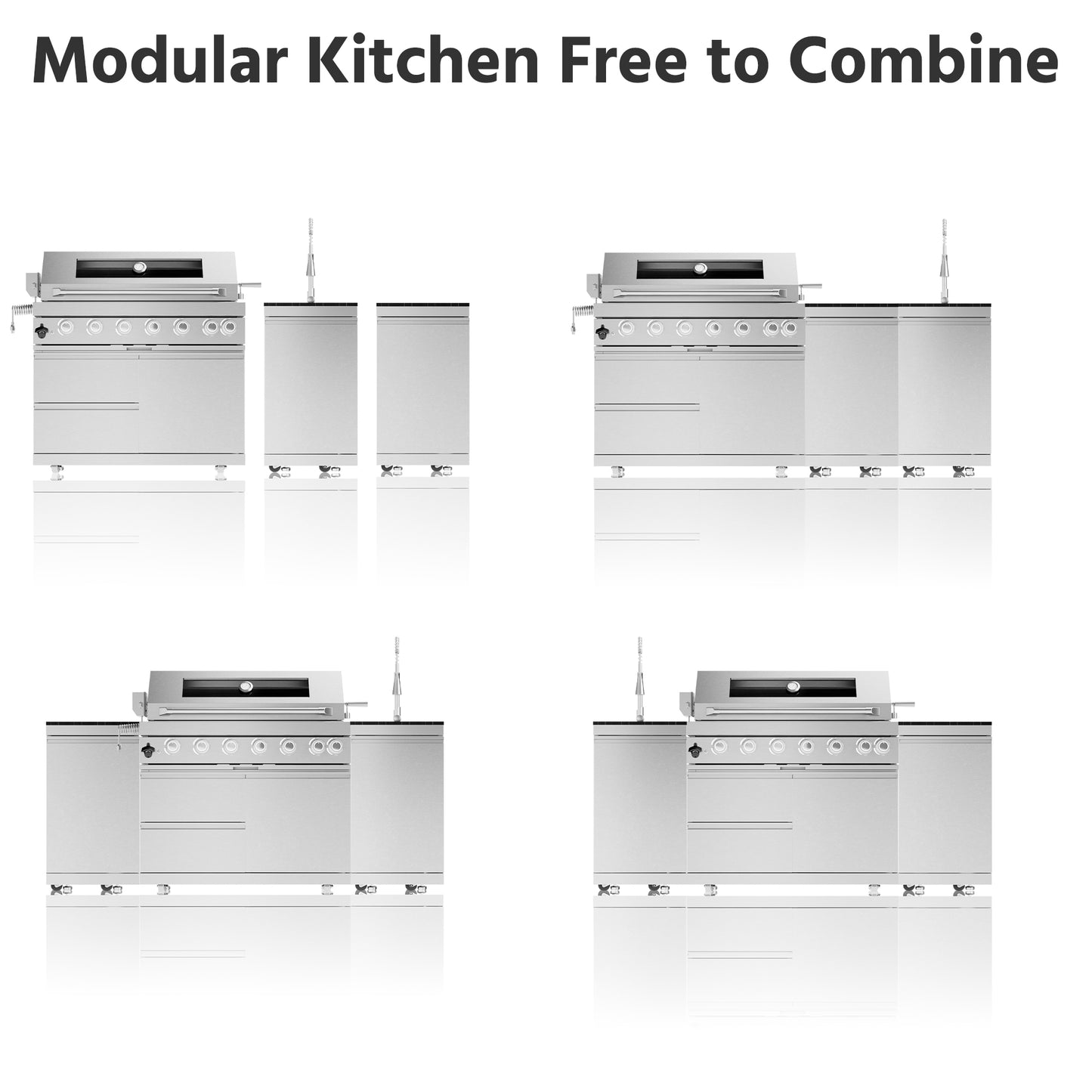 43-Inch 6-Burner 85000 BTU Deluxe Stainless Steel Gas Outdoor Kitchen Bar Barbecue Island Grill + Rotisserie + Granite Countertops + Storage Cabinets & Drawers + Stainless Steel Sink/Faucet