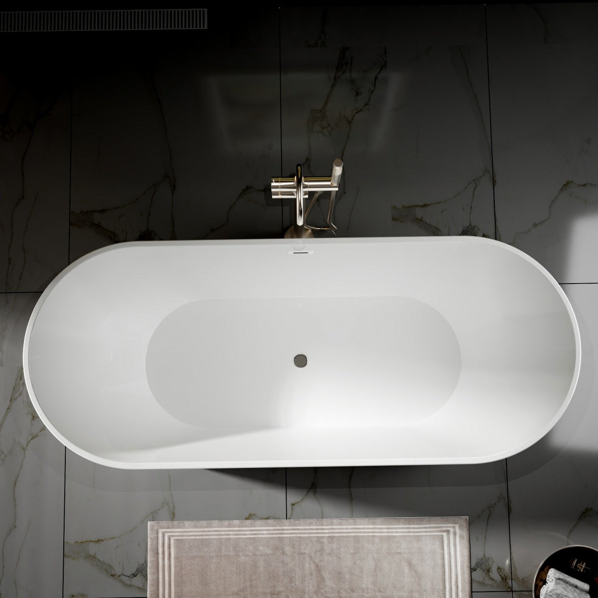 PY Exbrite 67' Acrylic Freestanding Bathtub, stand alone bathroom tub, Glossy White, Toe-tap Chrome Drain, cUPC Certified - ExBriteUSA