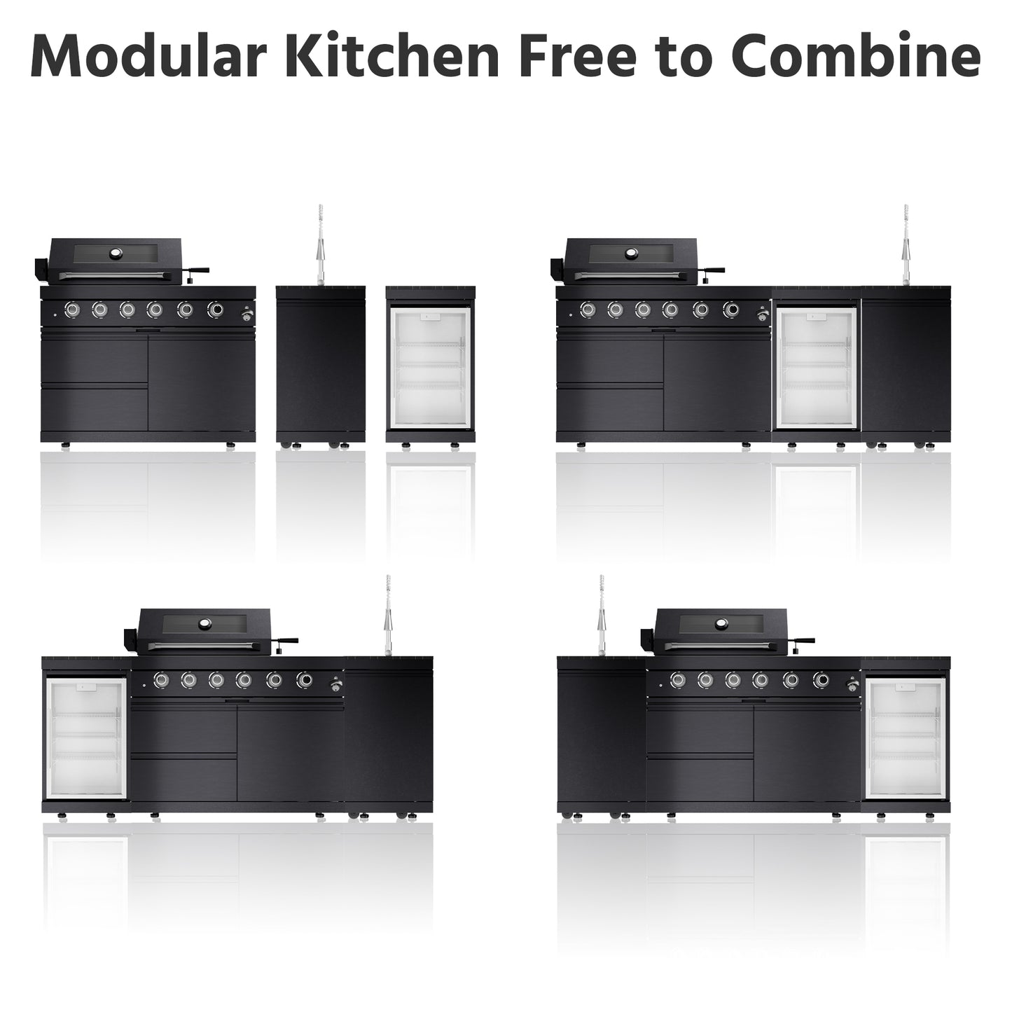 46-Inch 4-Burner 72000 BTU Deluxe Stainless Steel Gas Outdoor Kitchen Bar Barbecue Island Grill + Wine Cooler Compact Refrigerator + Rotisserie kit + Granite Countertops + Stainless steel Sink-85