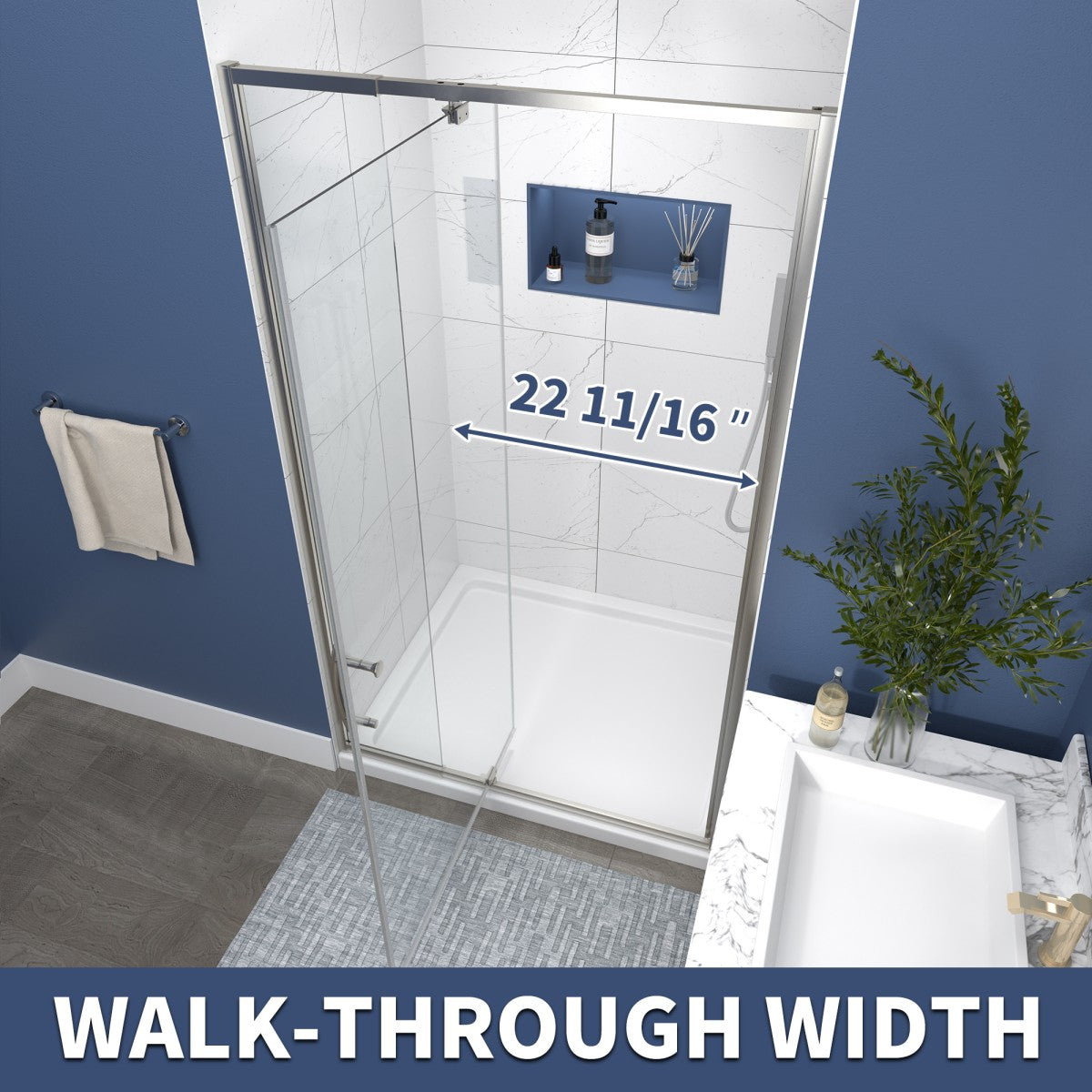 Flexi 38-42"x71" Frameless Shower Door in Brushed Nickel,Tempered Glass with Seal Strip Parts and Handle,6mm Glass Shower Door - ExBriteUSA